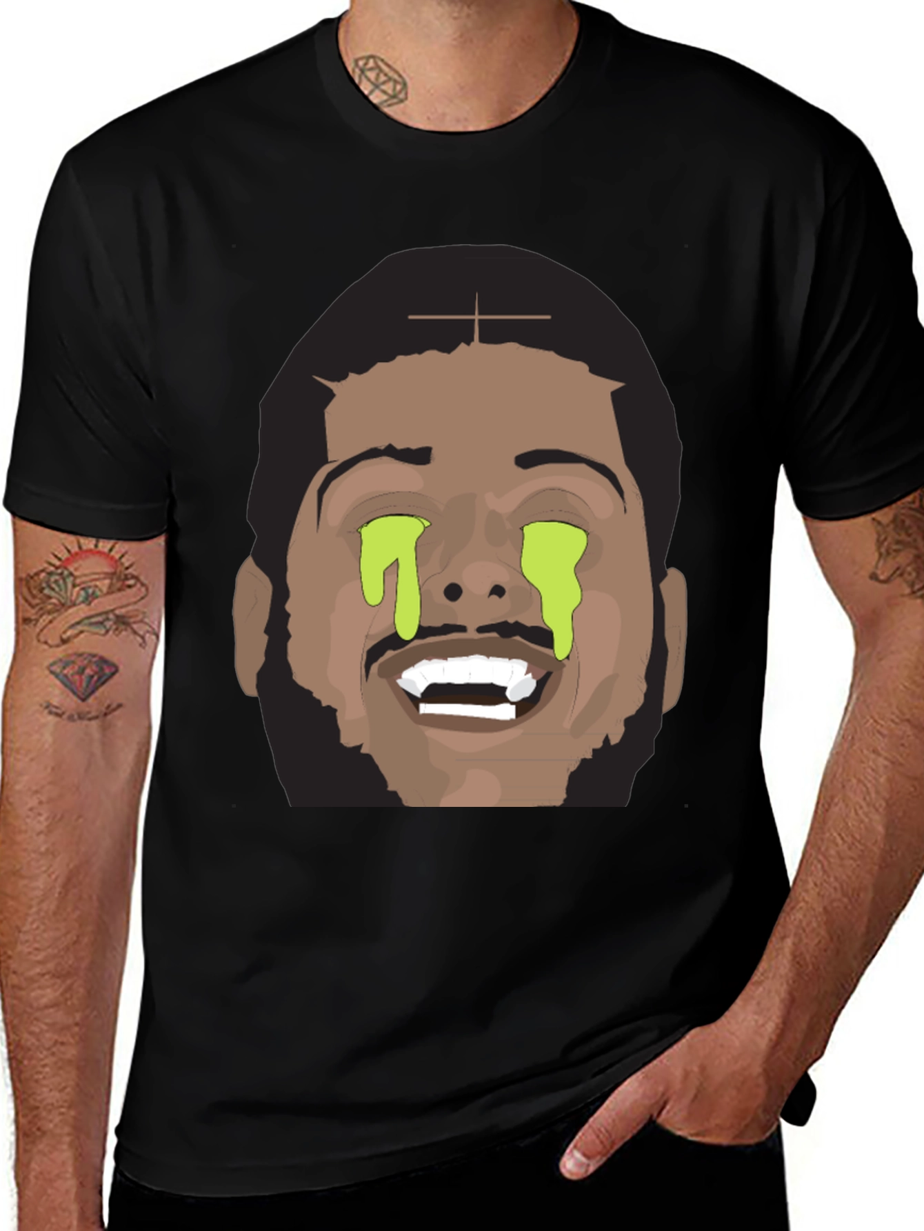 Graphic Tee with Dripping Eyes Design