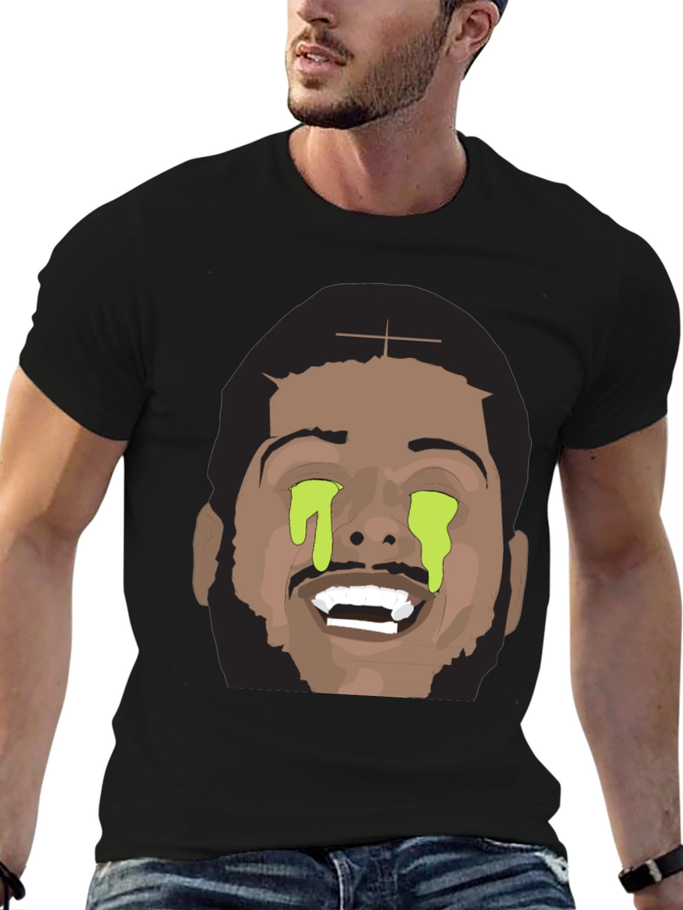 Graphic Tee with Dripping Eyes Design