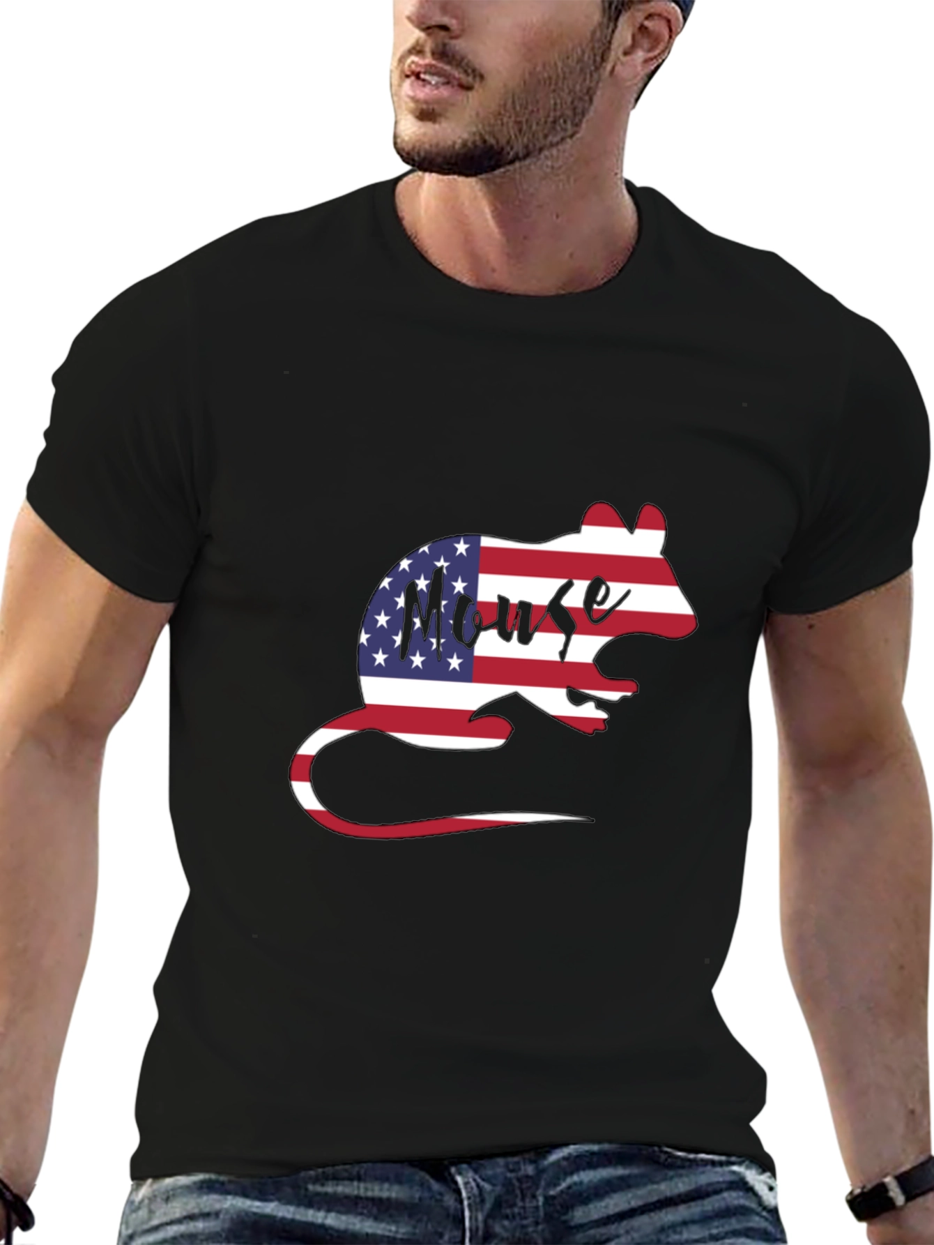 American Flag Mouse Graphic T-Shirt