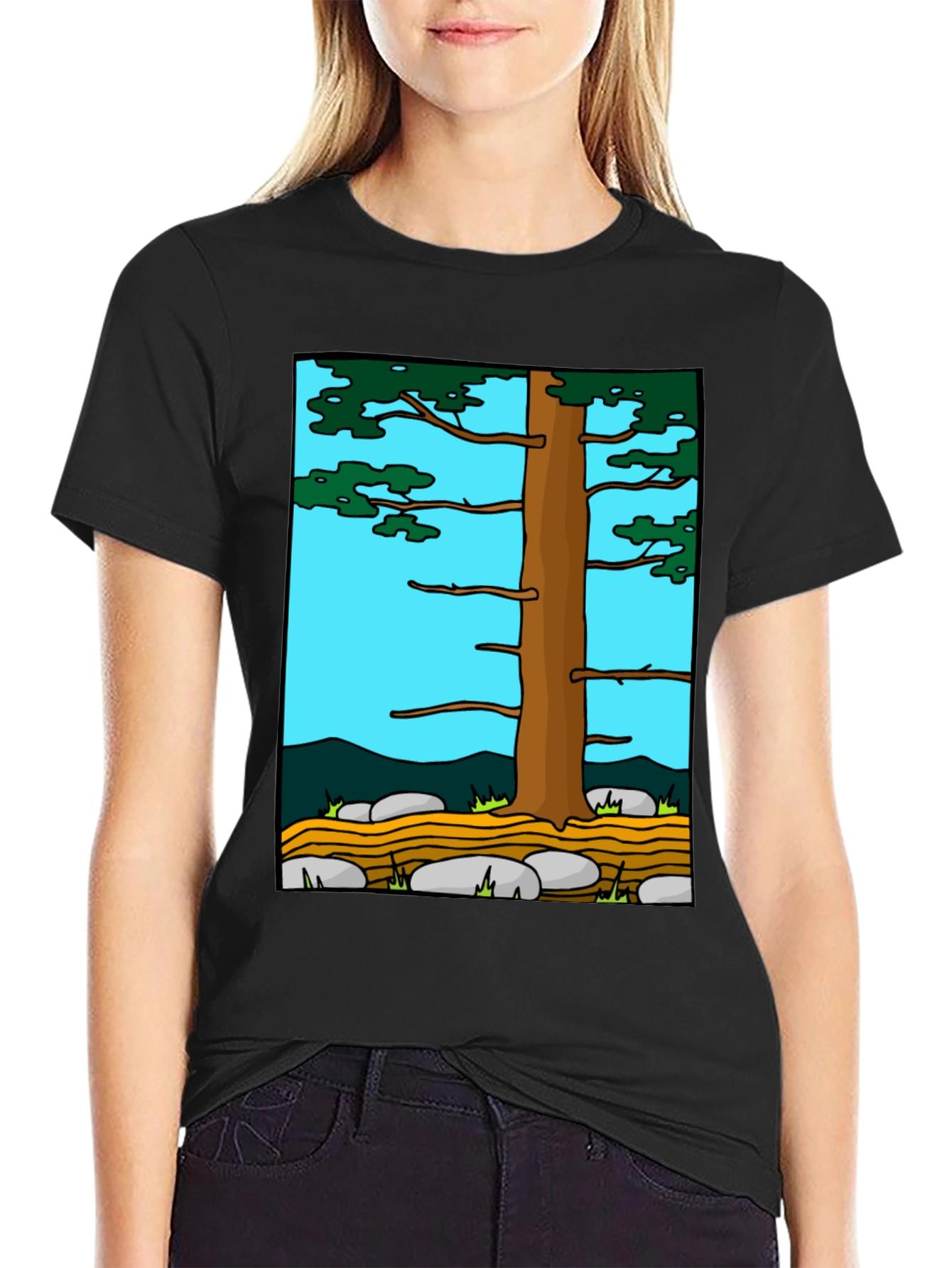 Nature Tree Graphic Tee - Black