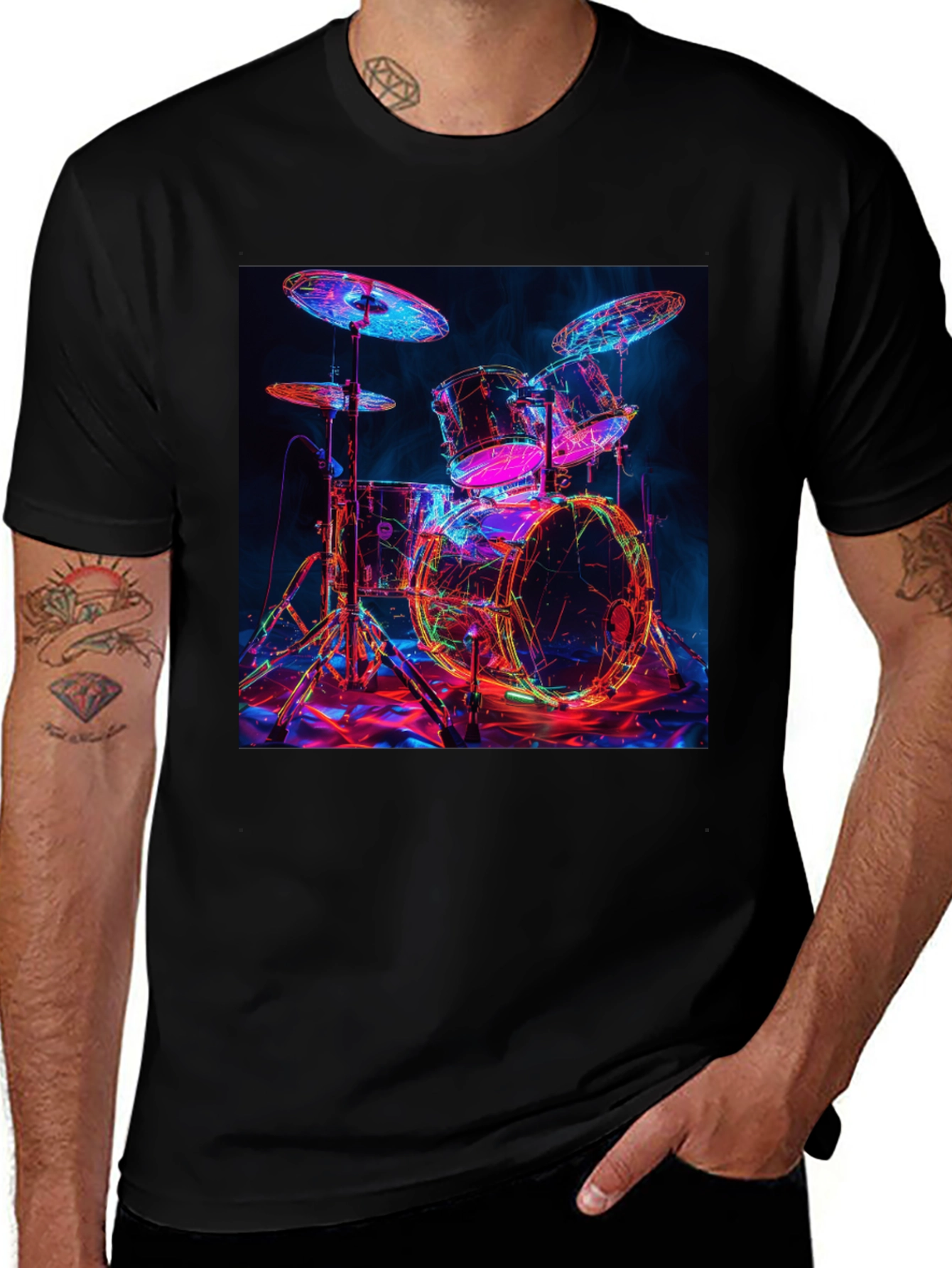 Neon Drum Kit Graphic T-Shirt