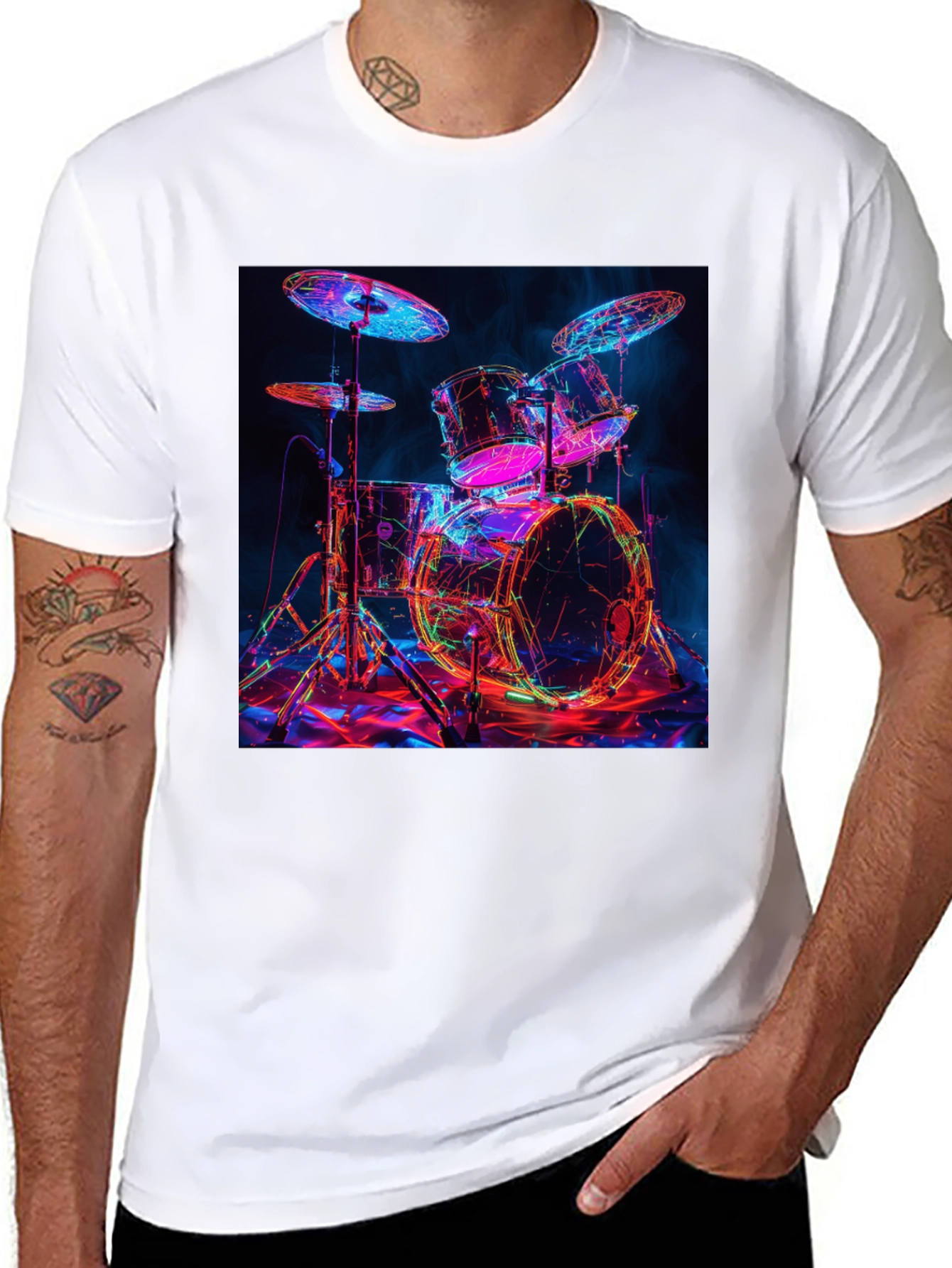 Neon Drum Kit Graphic T-Shirt
