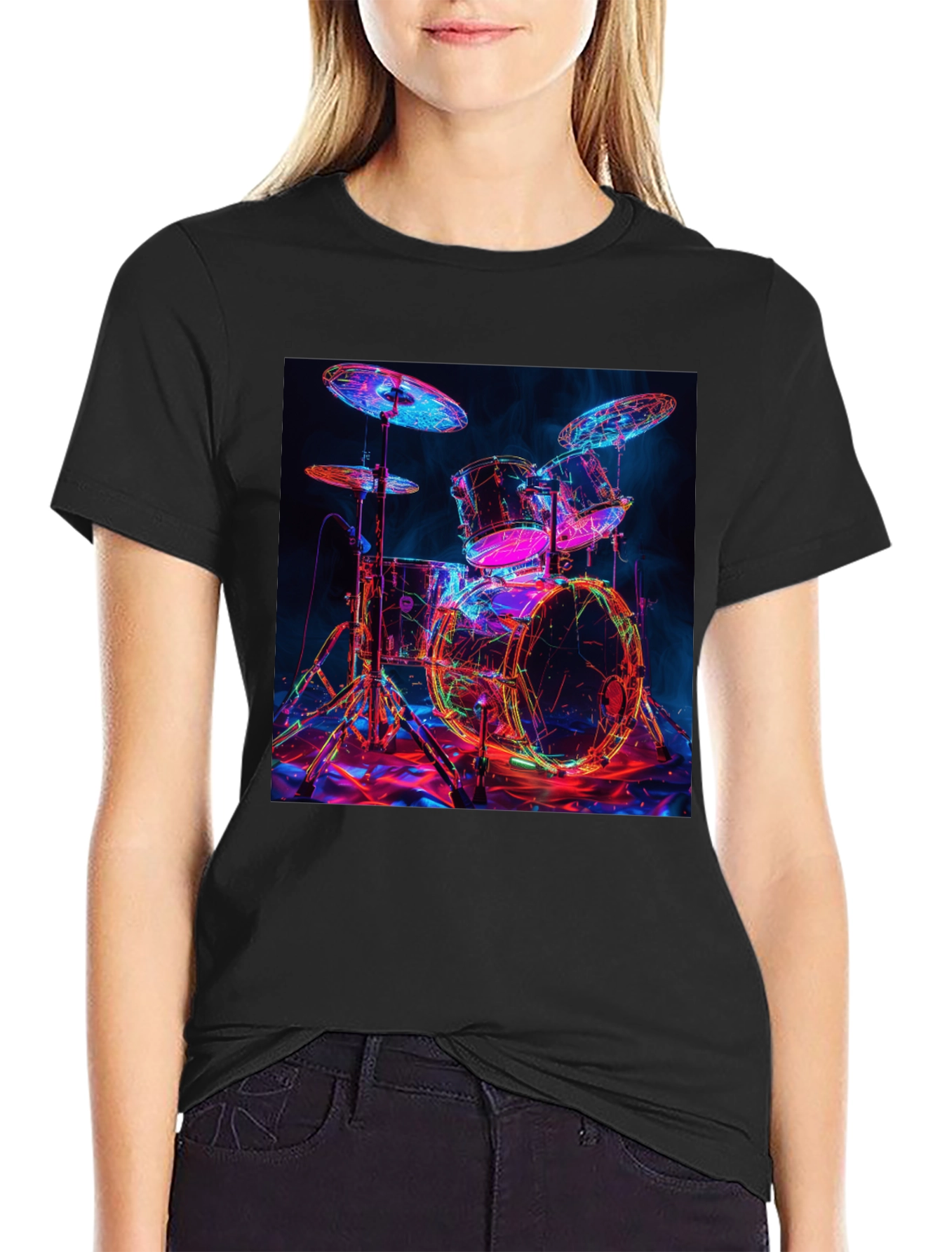 Neon Drum Kit Graphic T-Shirt