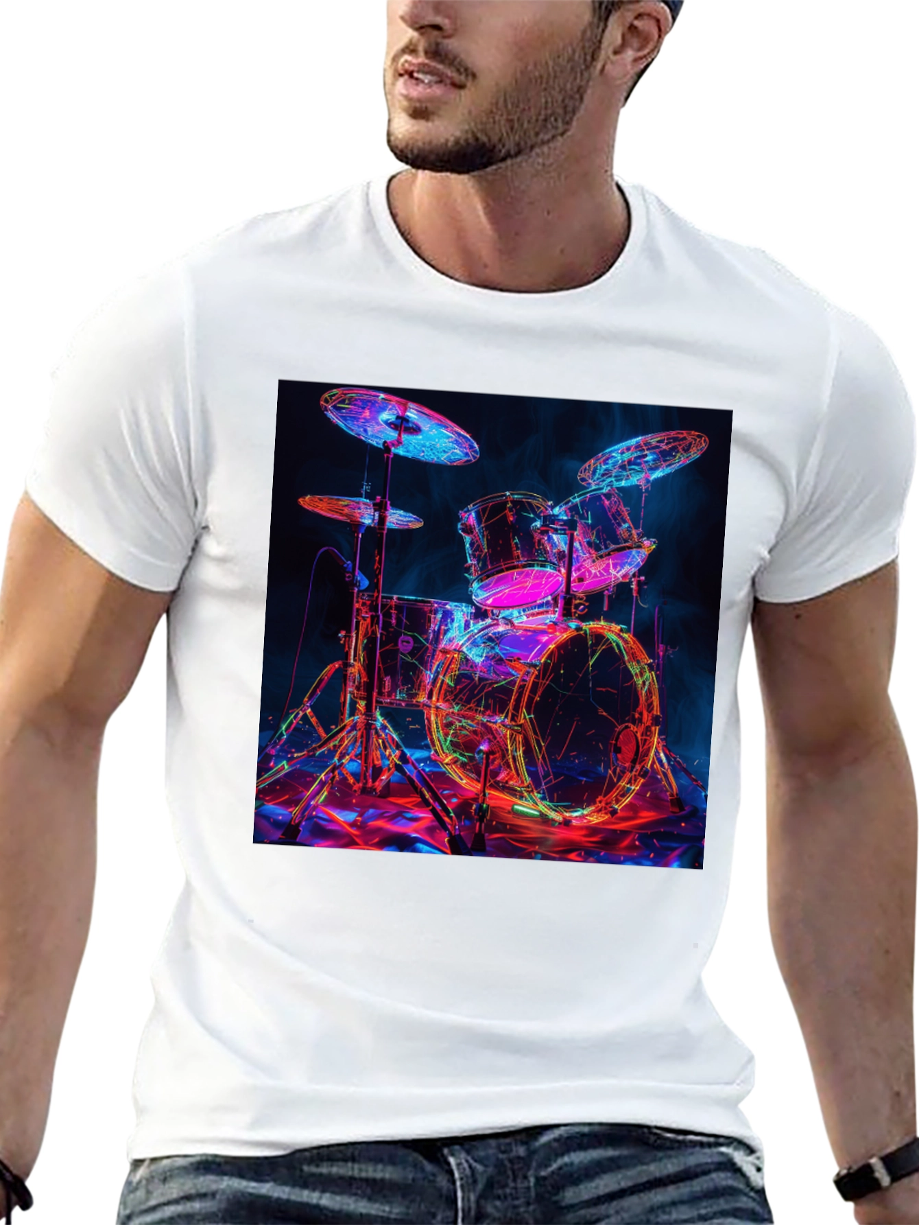 Neon Drum Kit Graphic T-Shirt