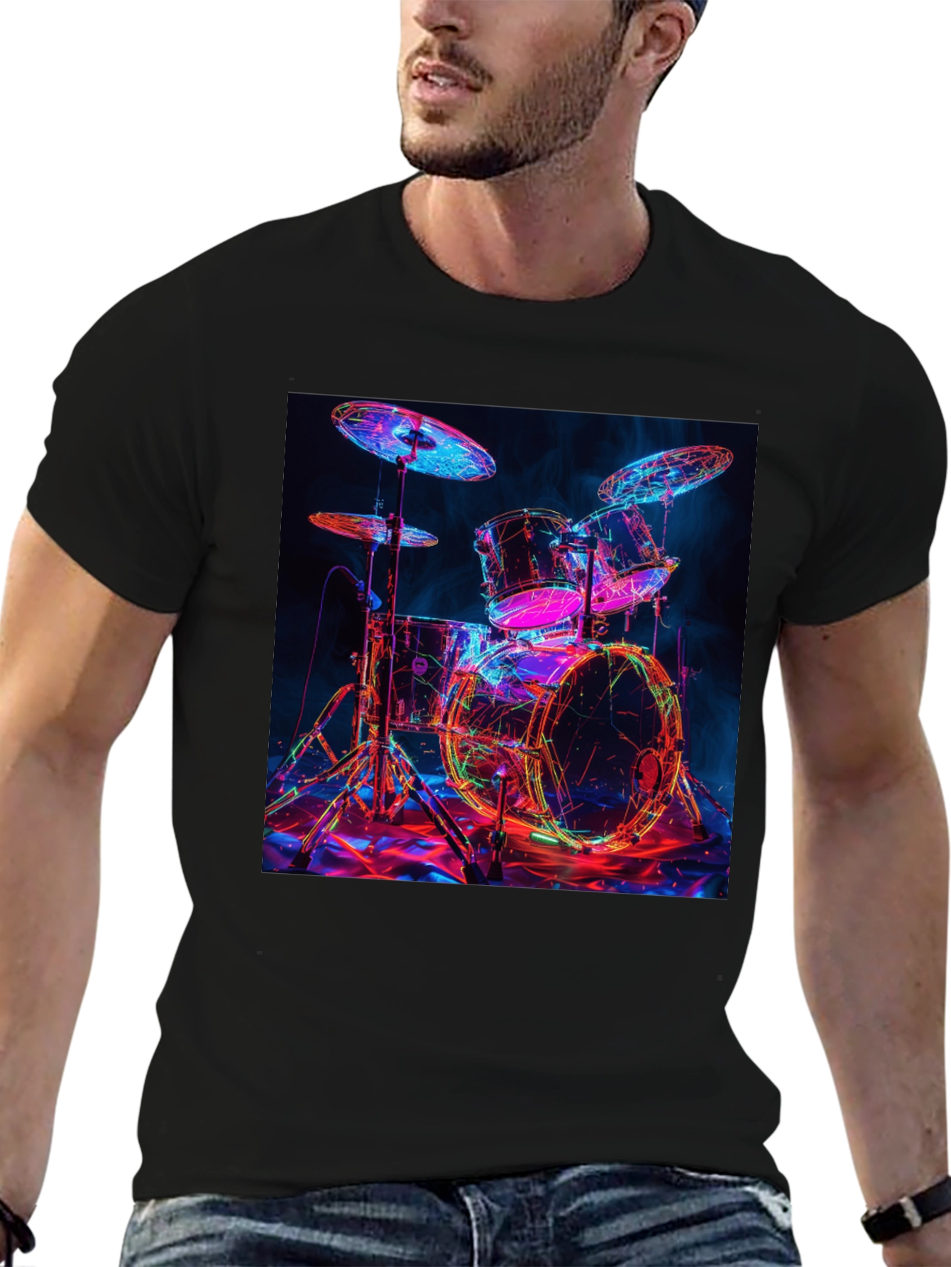 Neon Drum Kit Graphic T-Shirt