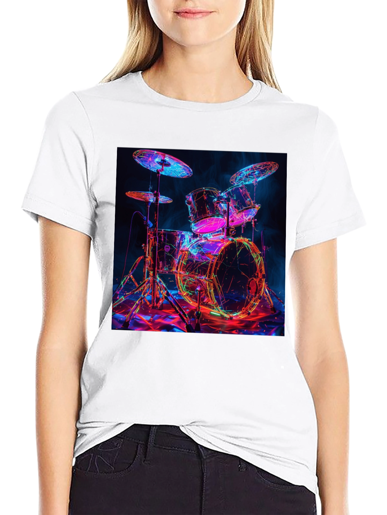 Neon Drum Kit Graphic T-Shirt