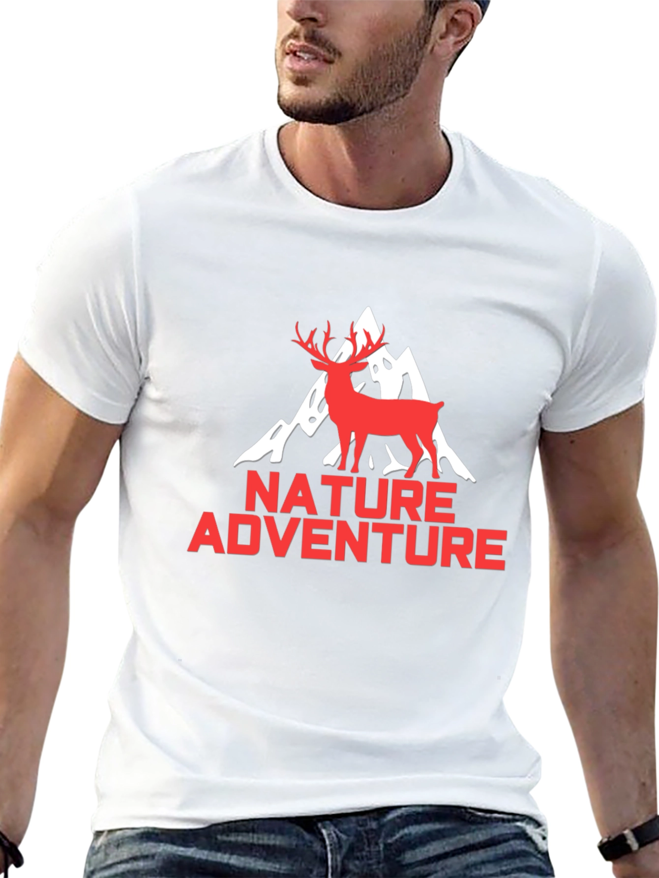 Nature Adventure Graphic Tee - Black Deer Mountain Shirt