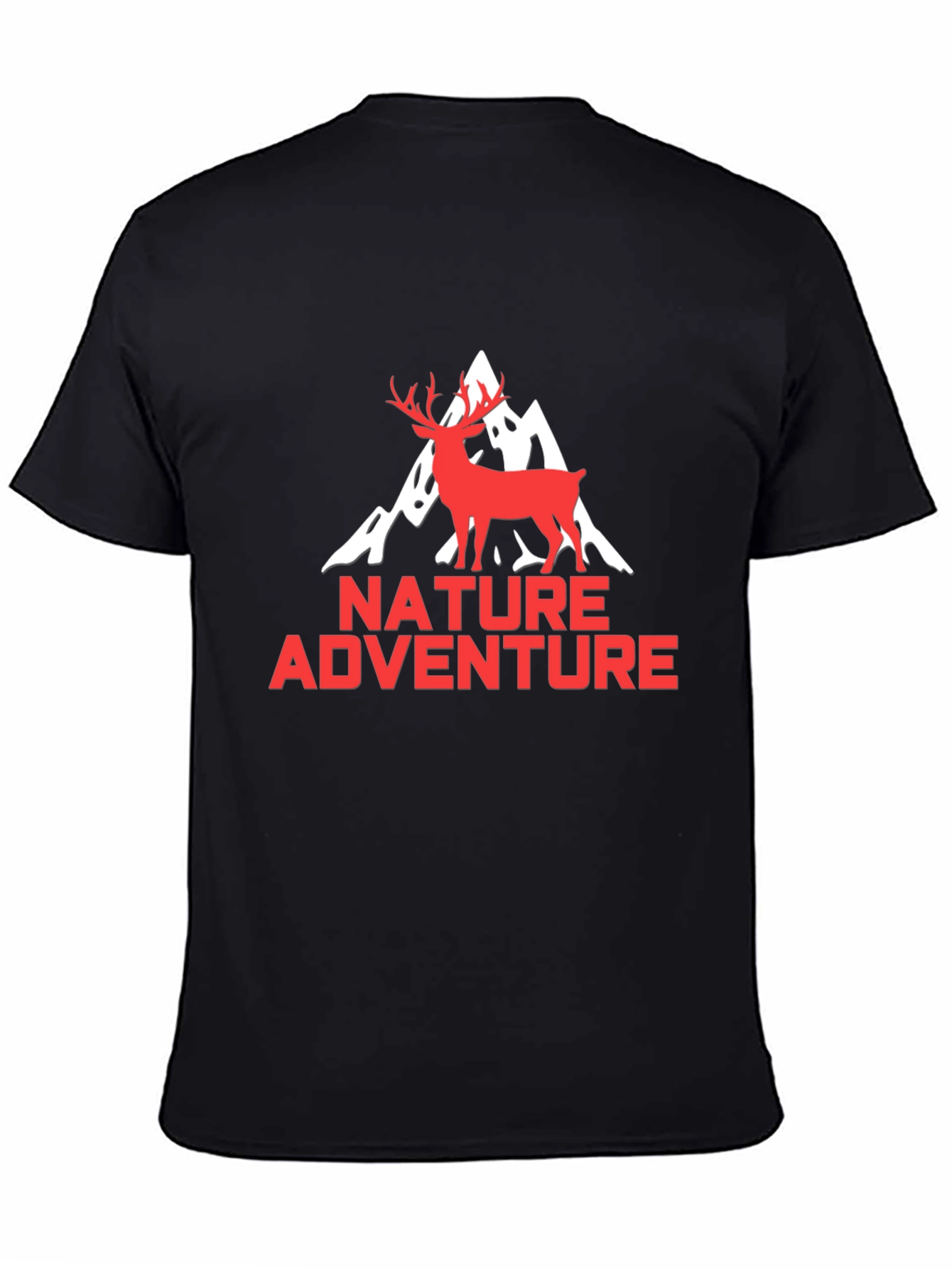 Nature Adventure Graphic Tee - Black Deer Mountain Shirt