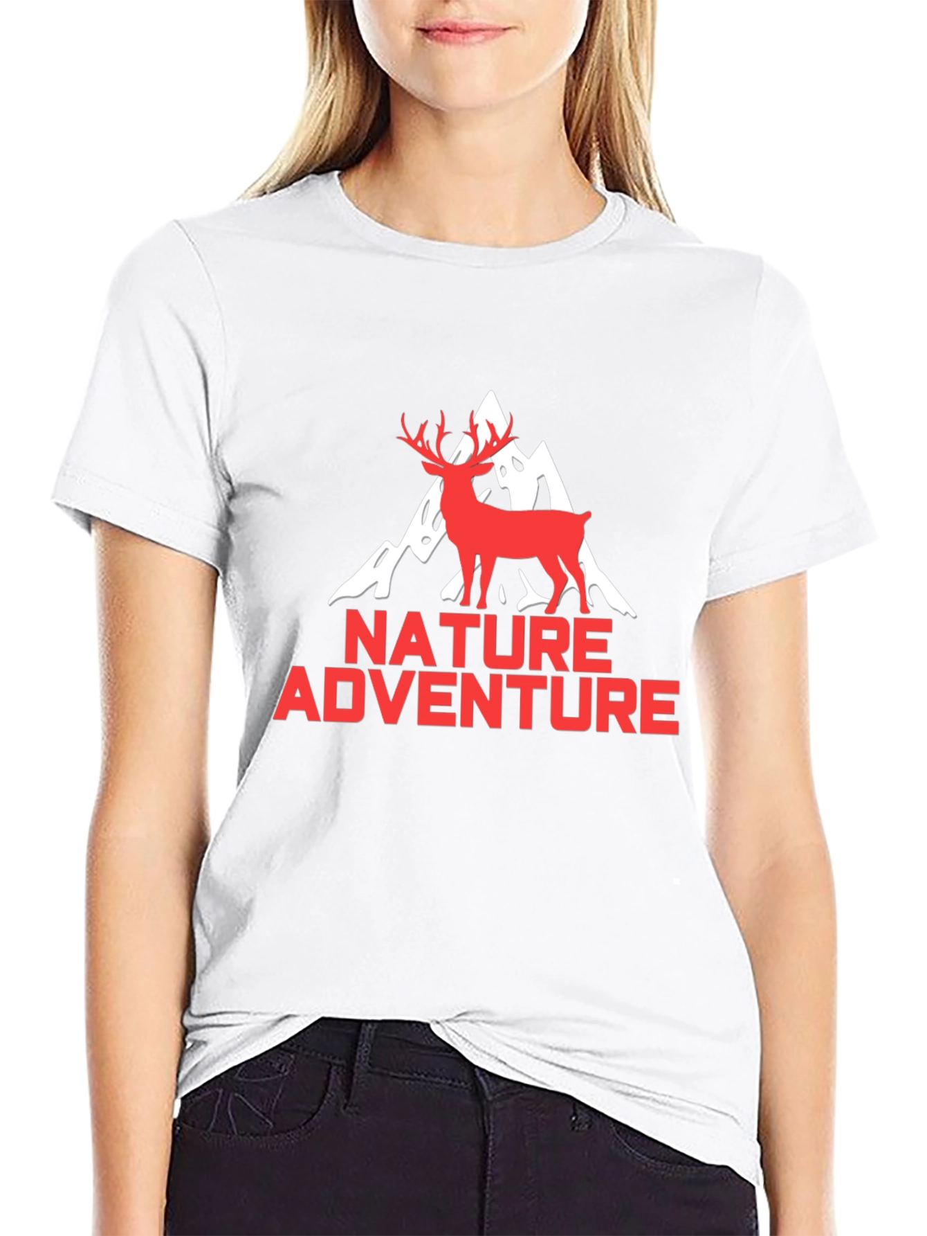 Nature Adventure Graphic Tee - Black Deer Mountain Shirt
