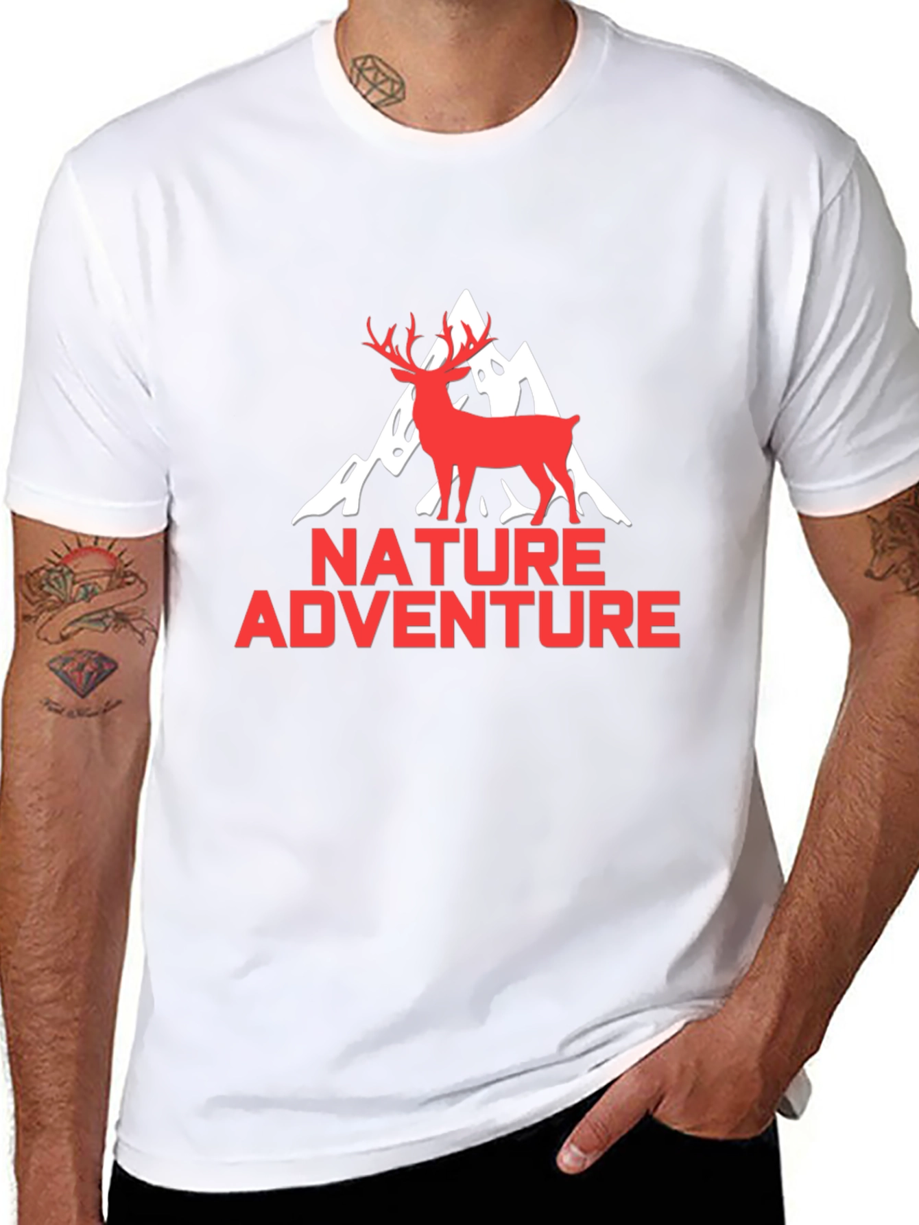 Nature Adventure Graphic Tee - Black Deer Mountain Shirt