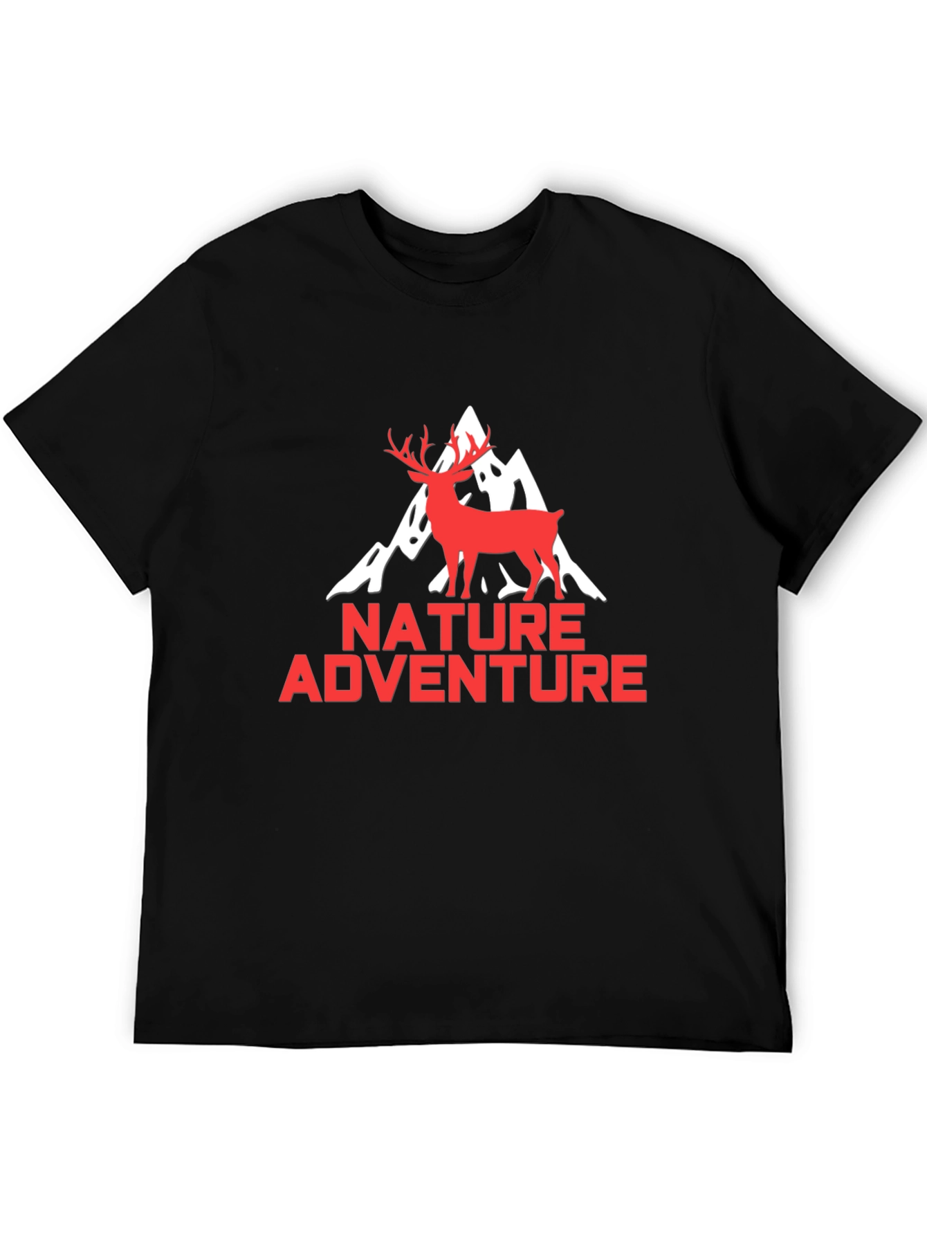 Nature Adventure Graphic Tee - Black Deer Mountain Shirt