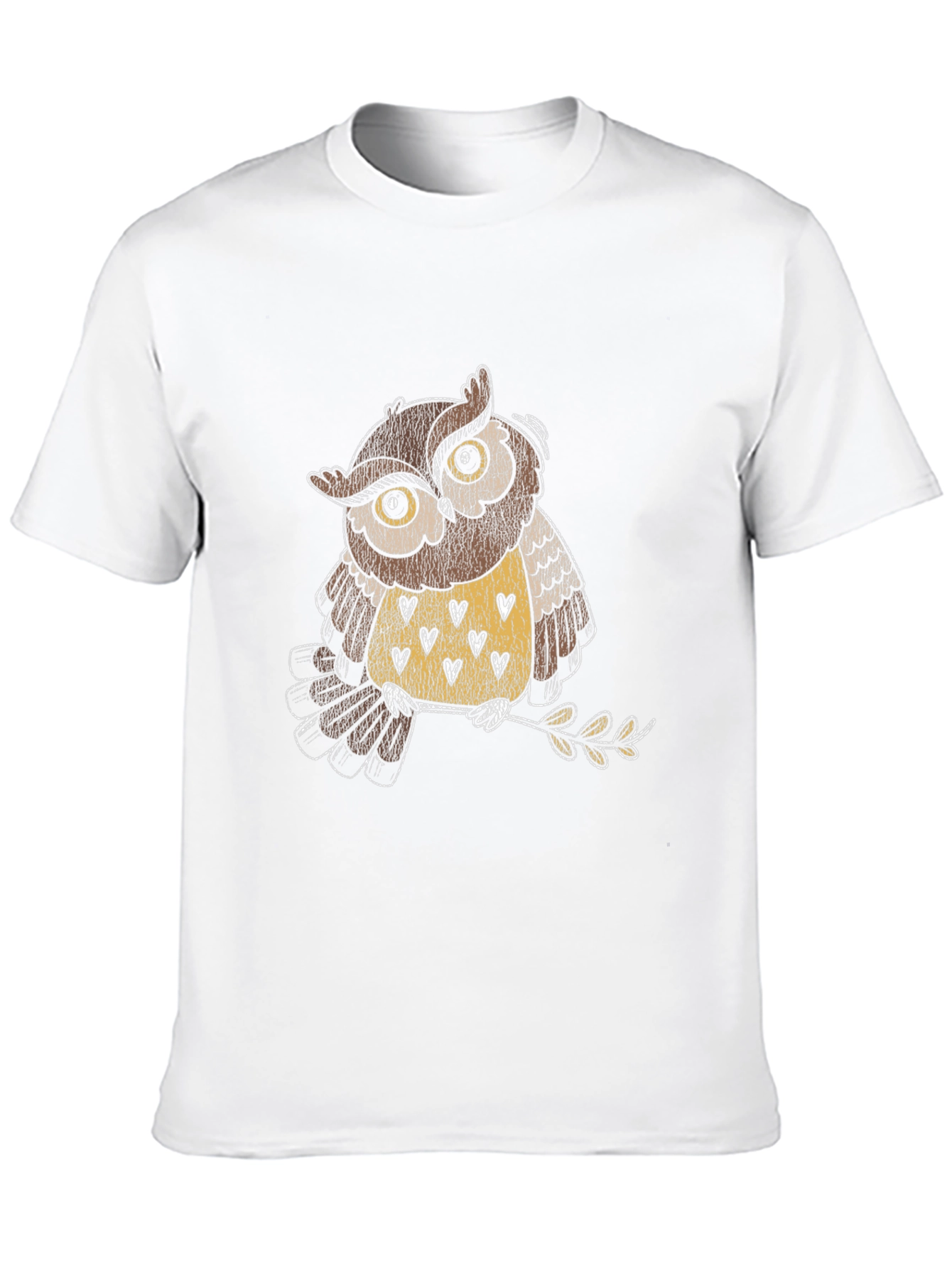 Owl Graphic Black T-Shirt - Mens Crew Neck Tee