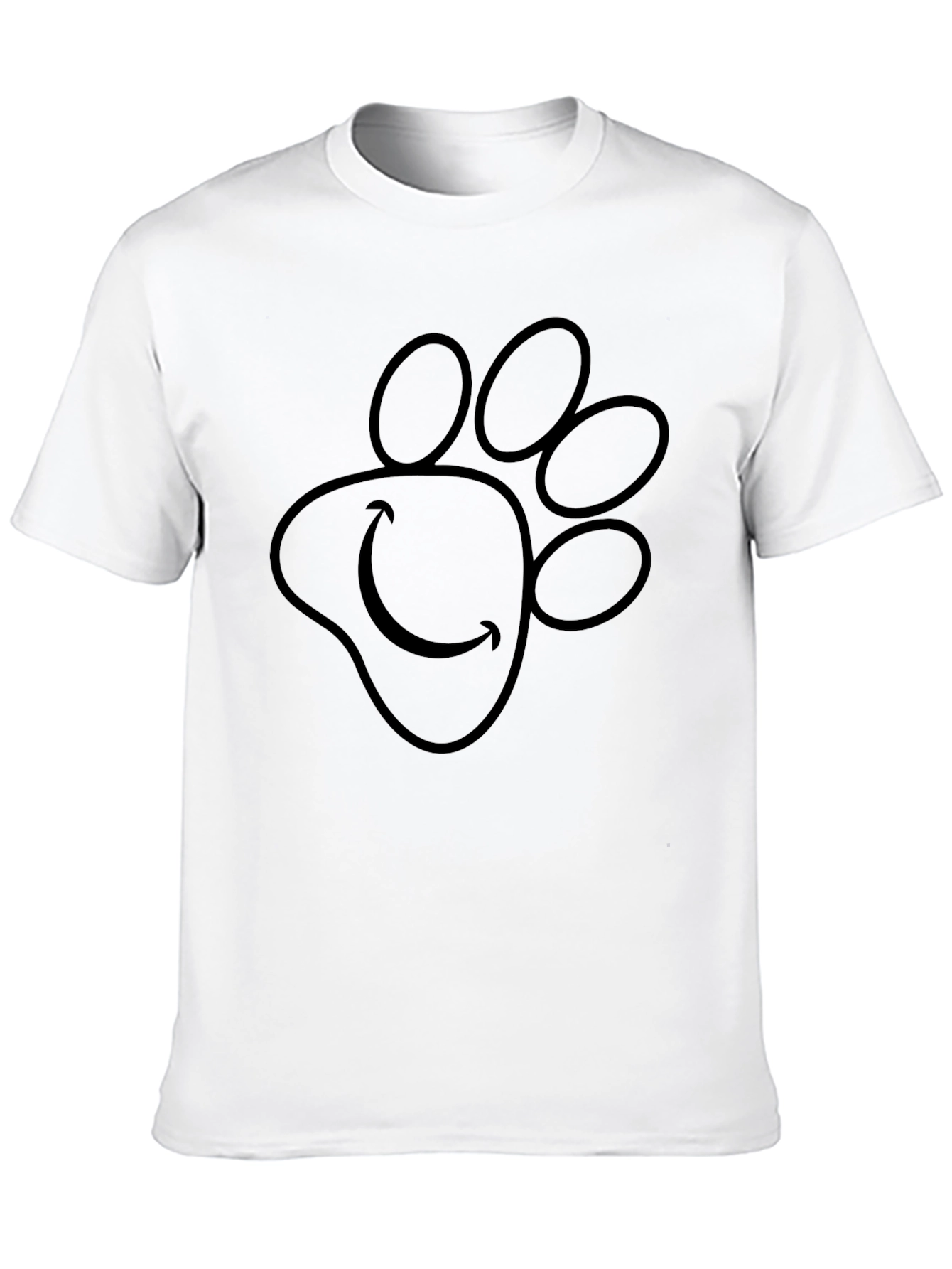 Paw Print Smiley Face Black T-Shirt