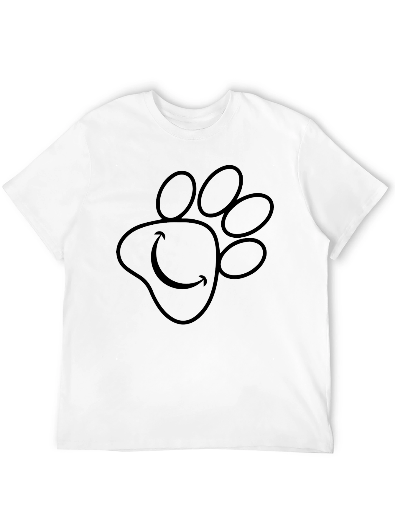 Paw Print Smiley Face Black T-Shirt