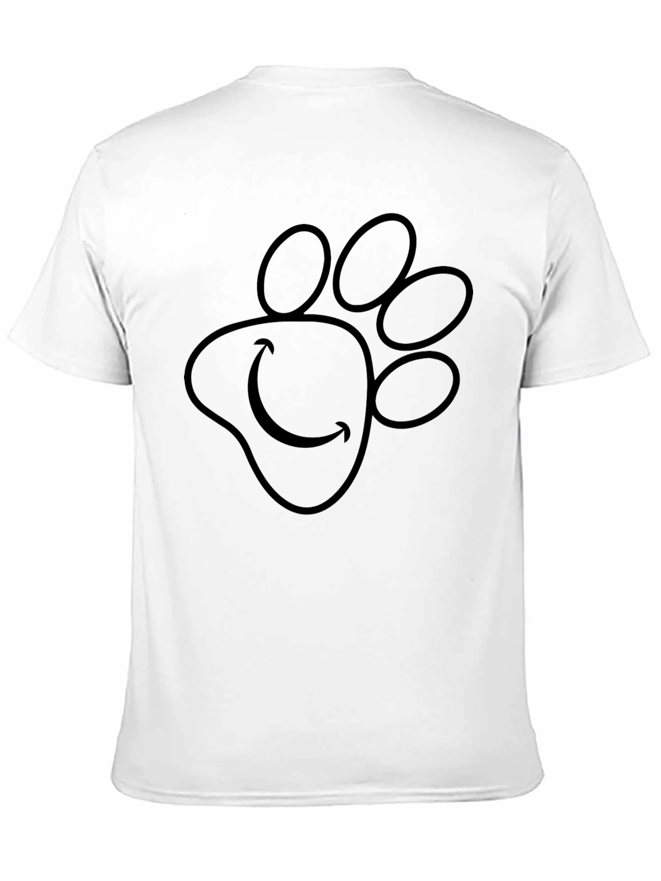 Paw Print Smiley Face Black T-Shirt