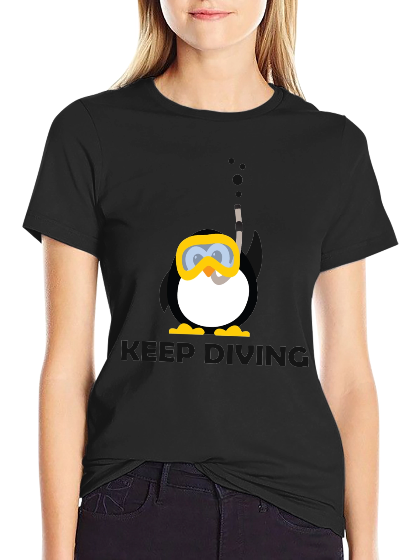 Scuba Penguin Graphic Tee - Black
