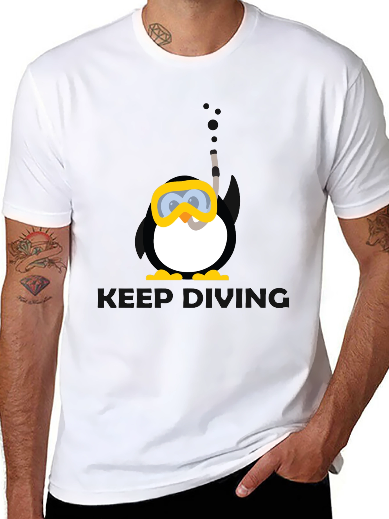 Scuba Penguin Graphic Tee - Black