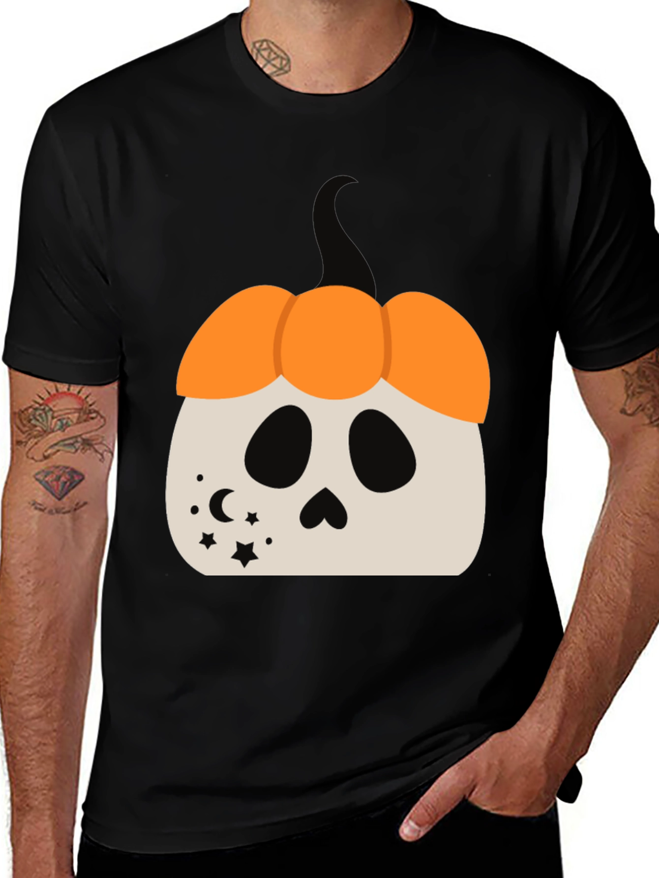 Halloween Pumpkin Skull Graphic Tee