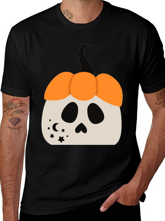 Halloween Pumpkin Skull Graphic Tee