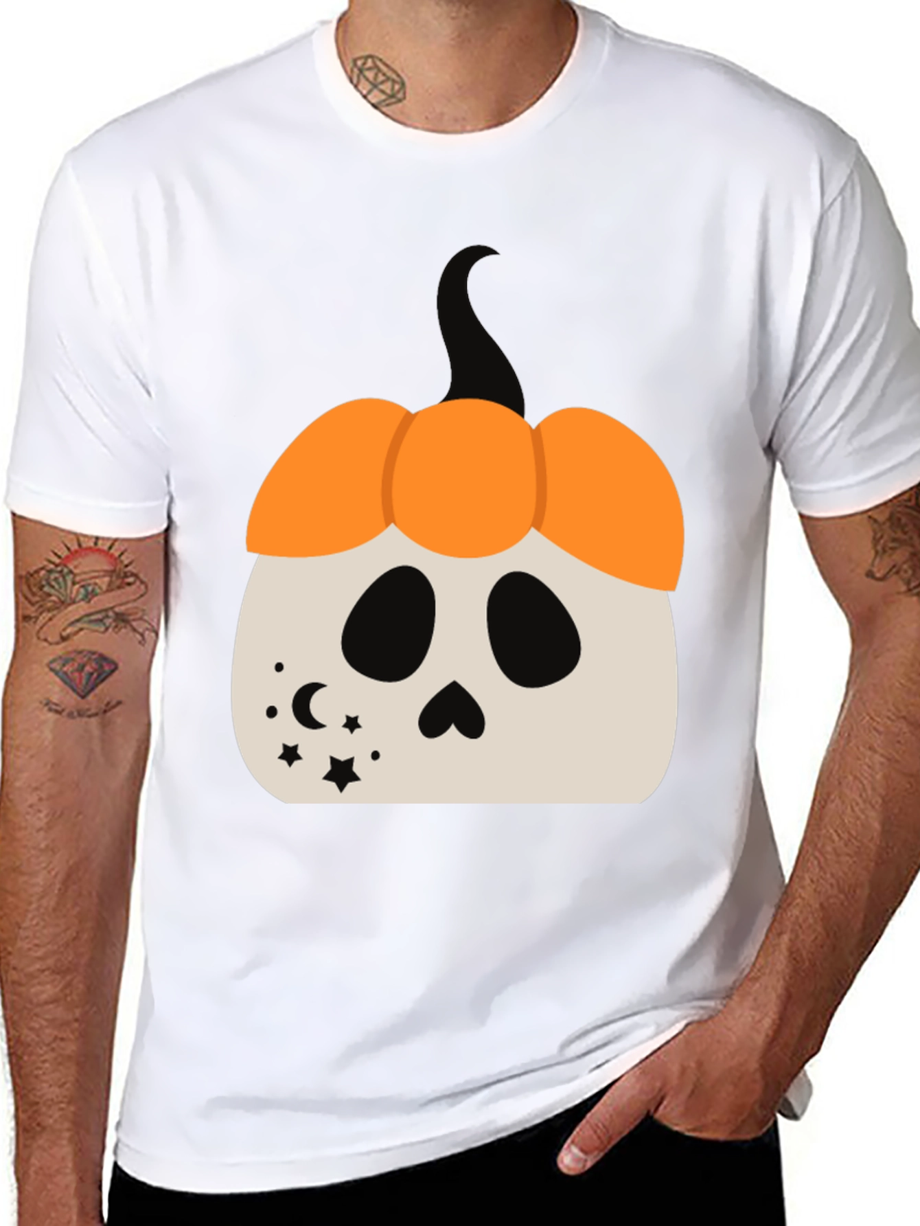 Halloween Pumpkin Skull Graphic Tee