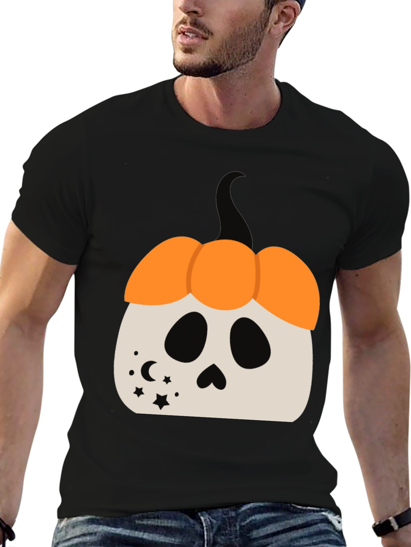 Halloween Pumpkin Skull Graphic Tee
