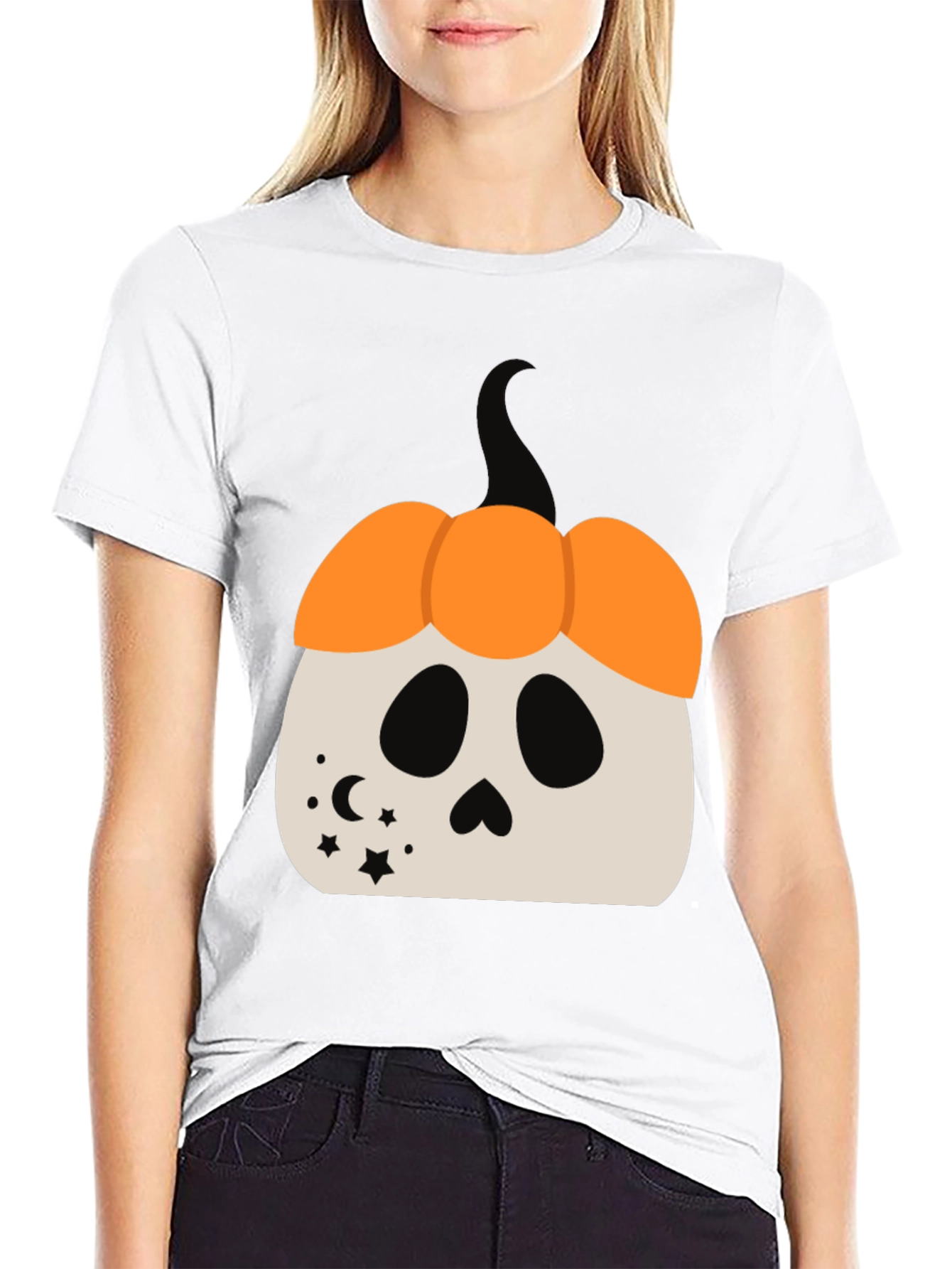 Halloween Pumpkin Skull Graphic Tee
