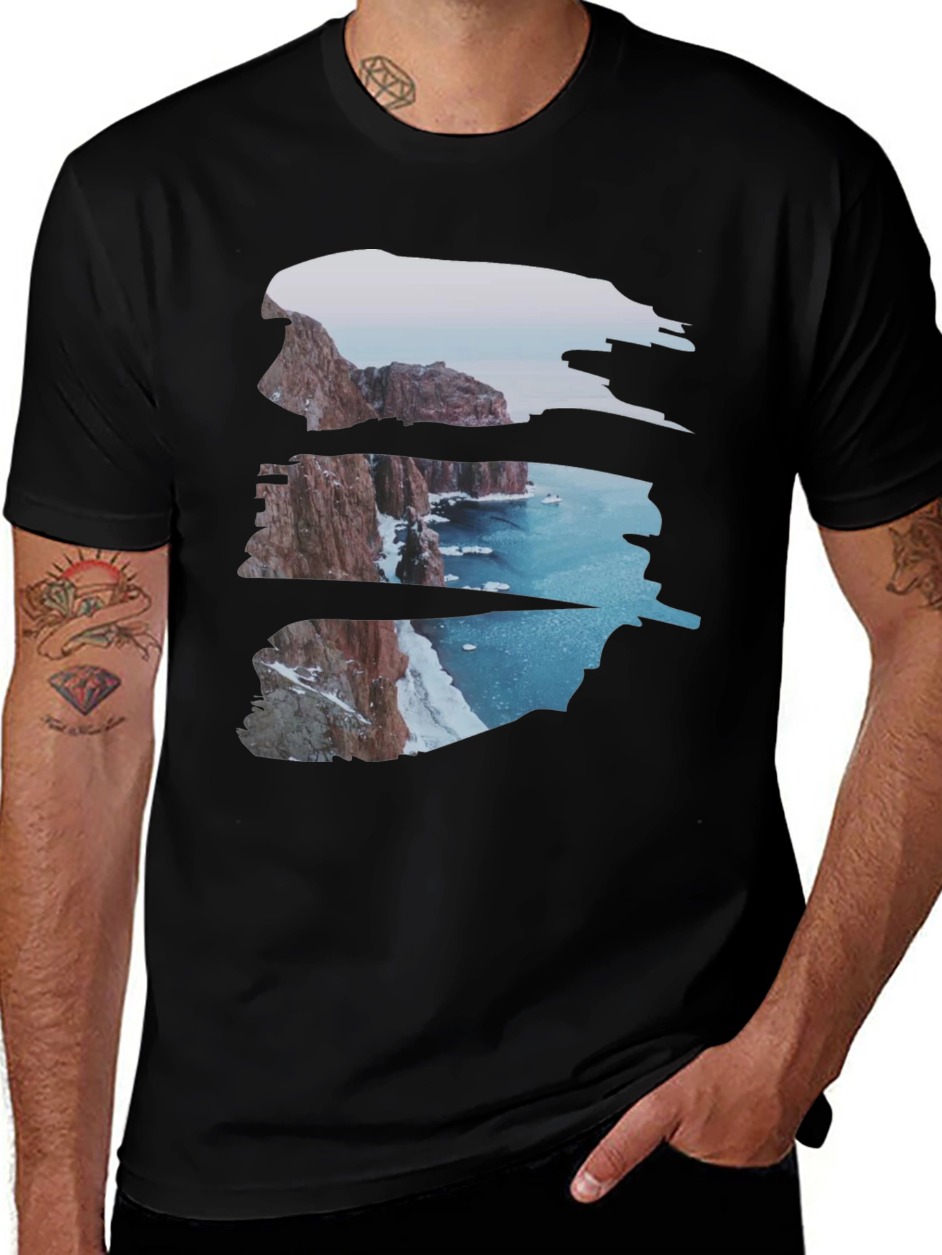 Cliffside Vista Graphic Tee - Coastal Scene Shirt