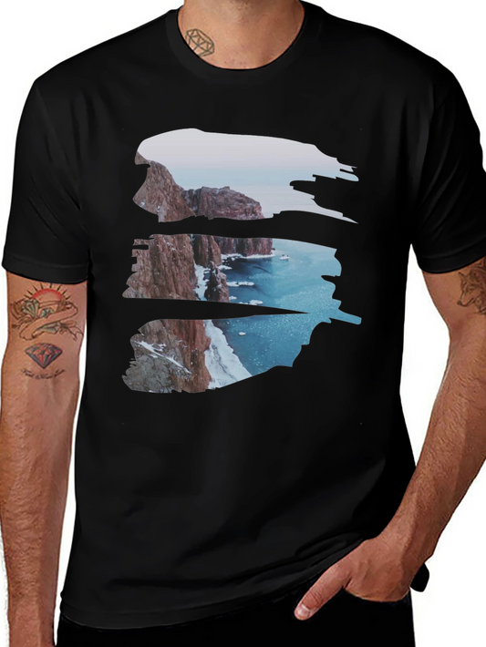 Cliffside Vista Graphic Tee - Coastal Scene Shirt