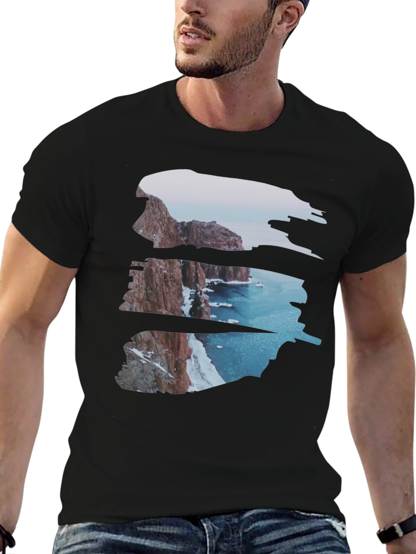 Cliffside Vista Graphic Tee - Coastal Scene Shirt