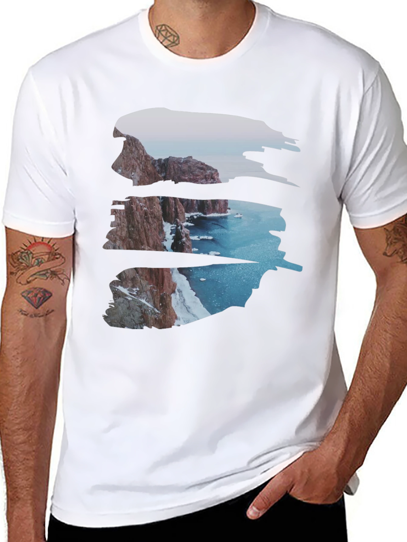 Cliffside Vista Graphic Tee - Coastal Scene Shirt