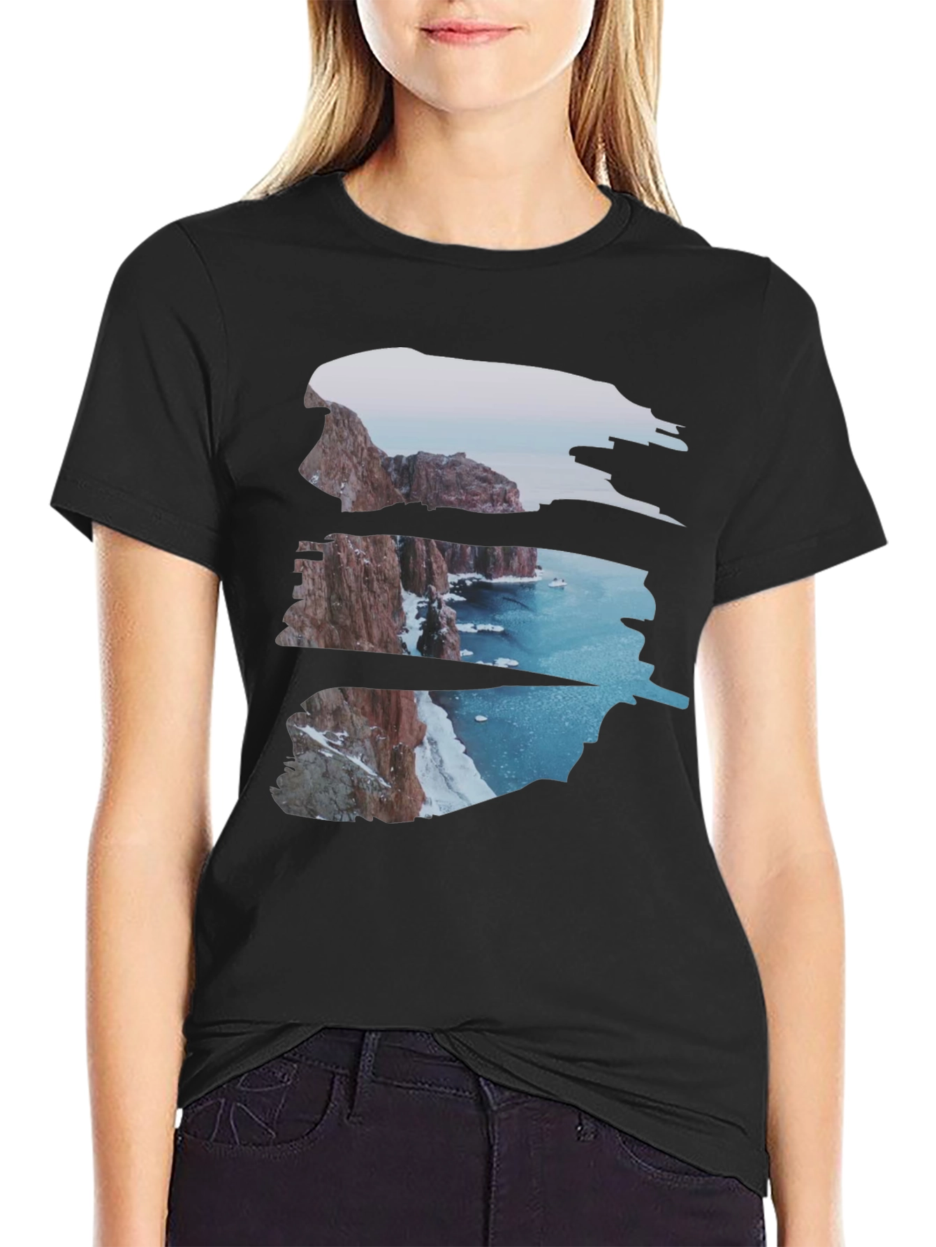 Cliffside Vista Graphic Tee - Coastal Scene Shirt