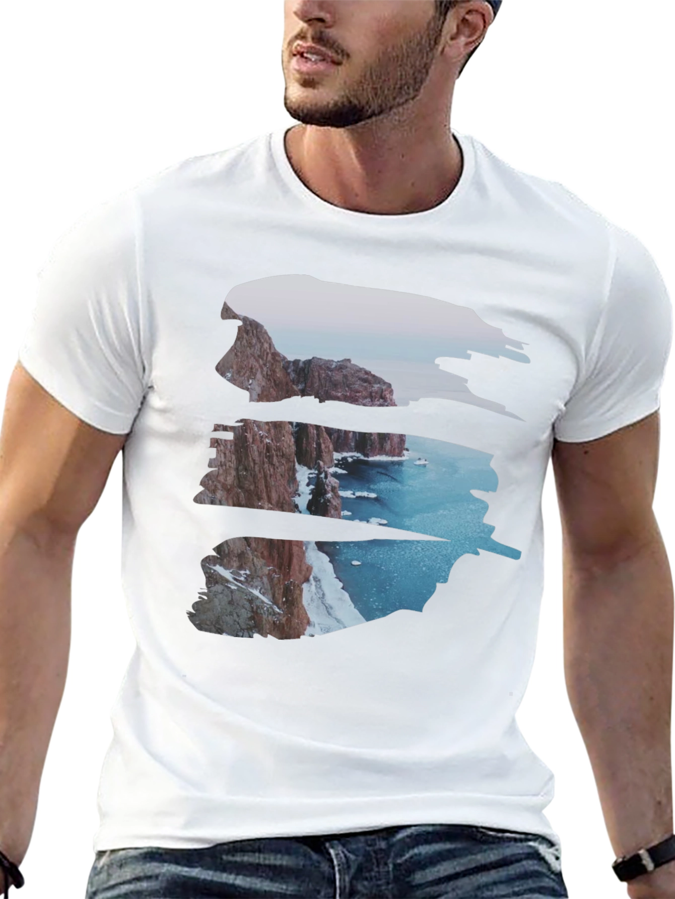 Cliffside Vista Graphic Tee - Coastal Scene Shirt