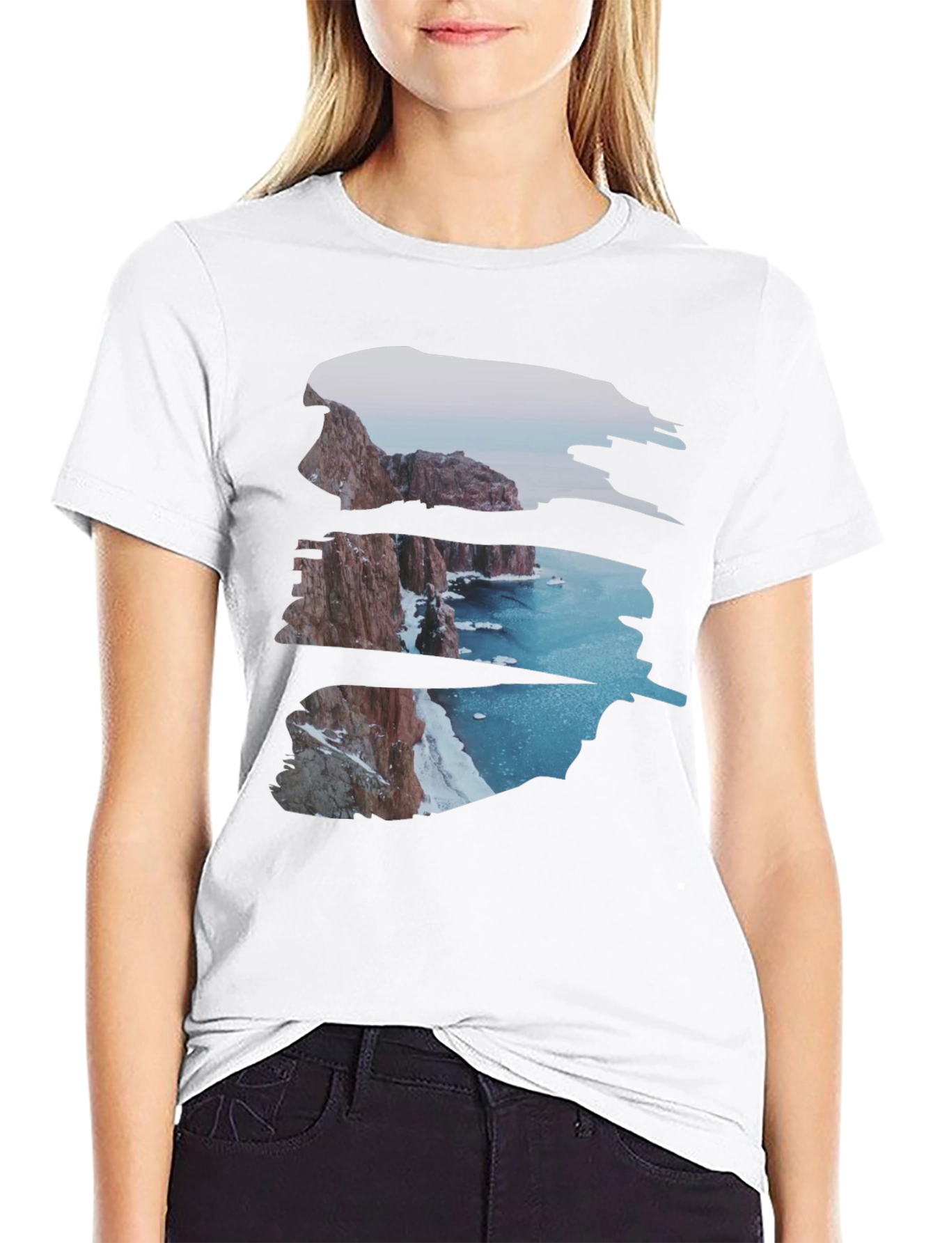 Cliffside Vista Graphic Tee - Coastal Scene Shirt