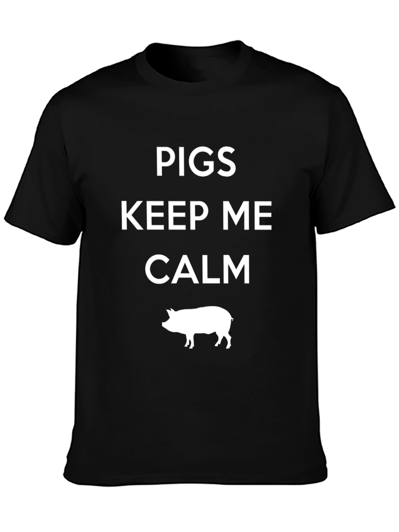 Pigs Keep Me Calm Black Graphic T-Shirt
