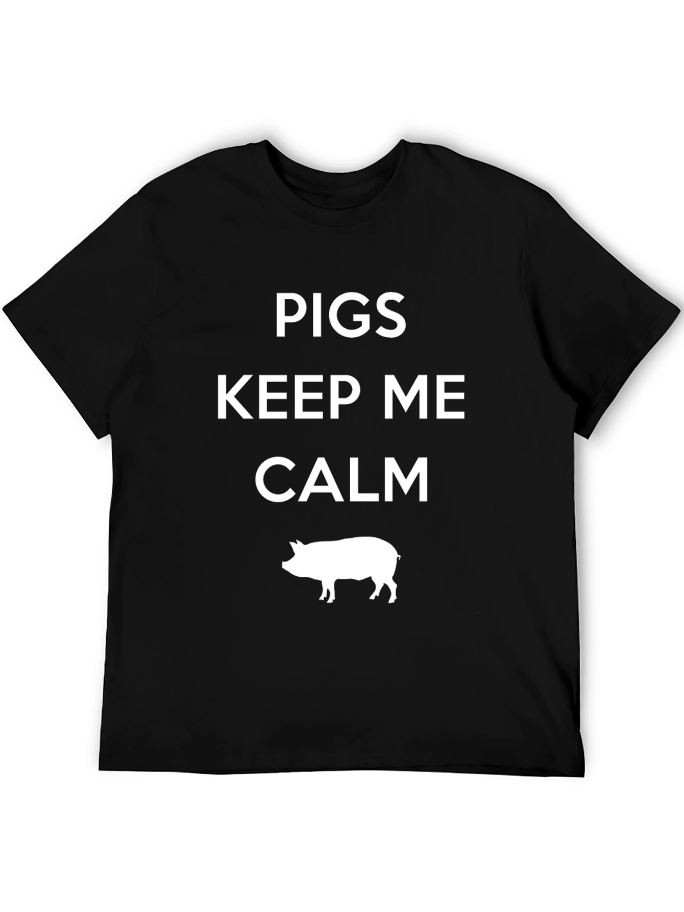 Pigs Keep Me Calm Black Graphic T-Shirt