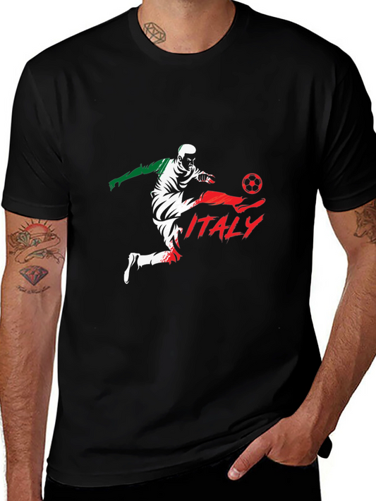 Italy Soccer Fan T-Shirt - Black Graphic Tee