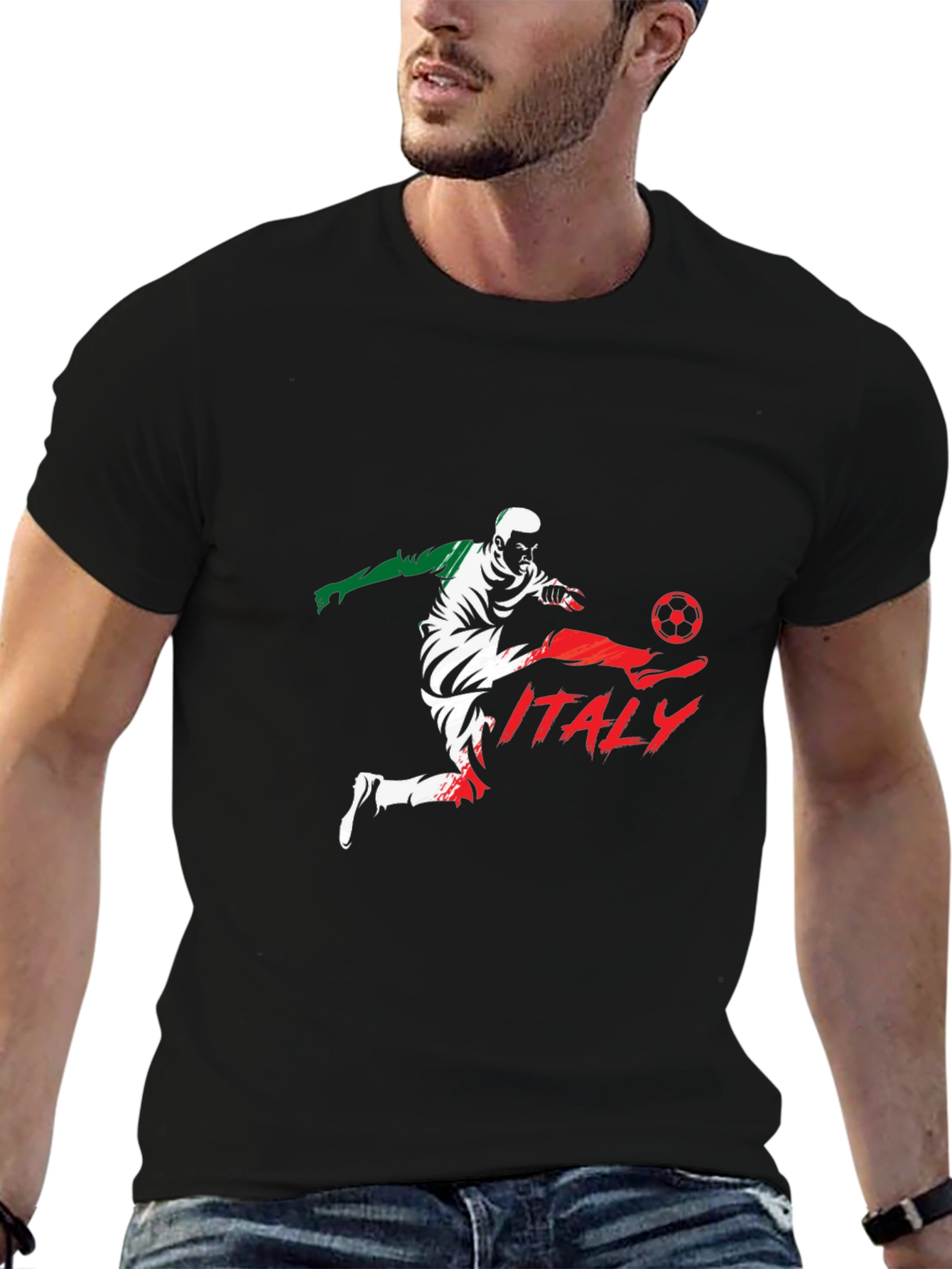 Italy Soccer Fan T-Shirt - Black Graphic Tee