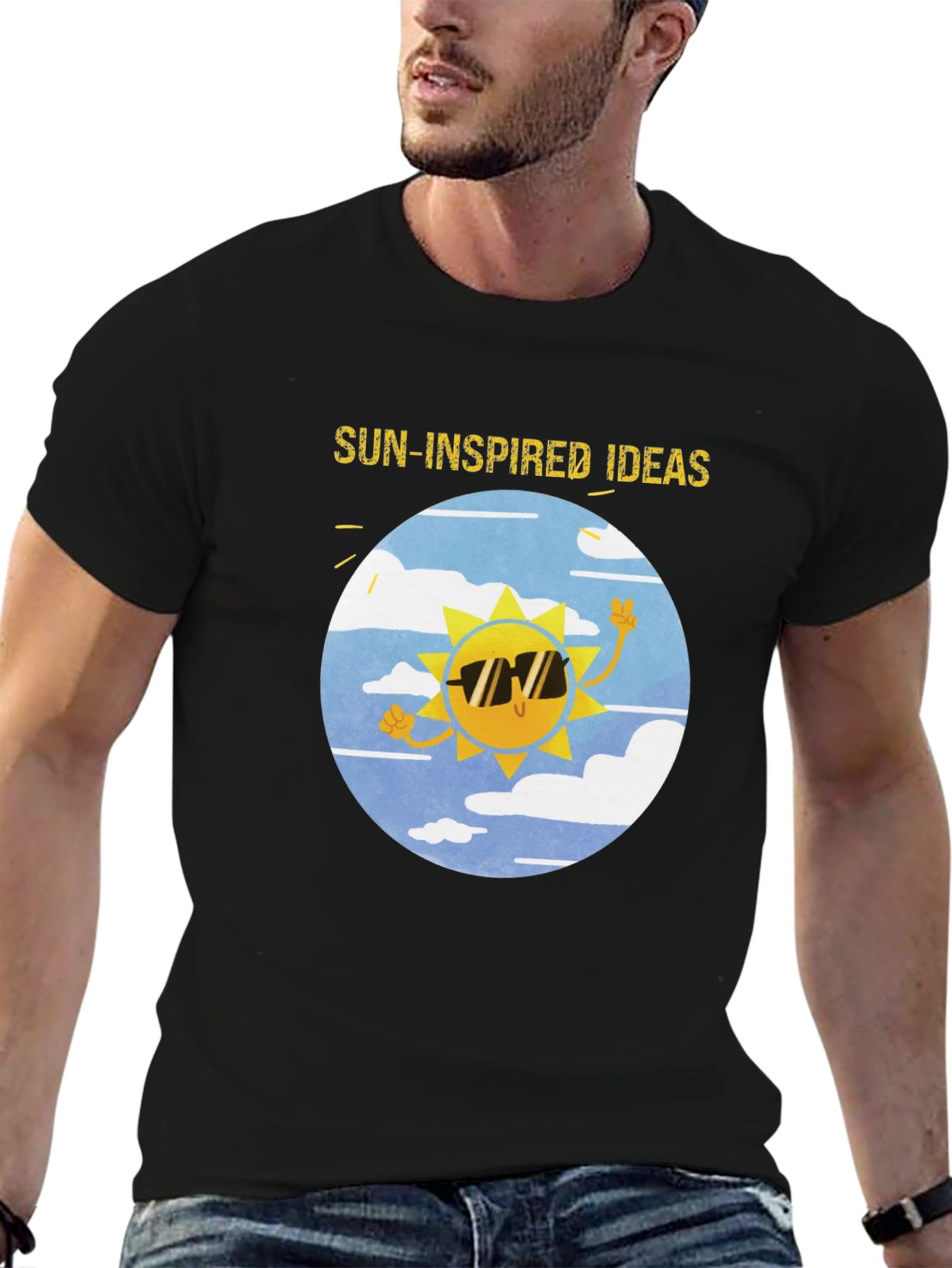 Sun-Inspired Ideas Black Graphic Tee