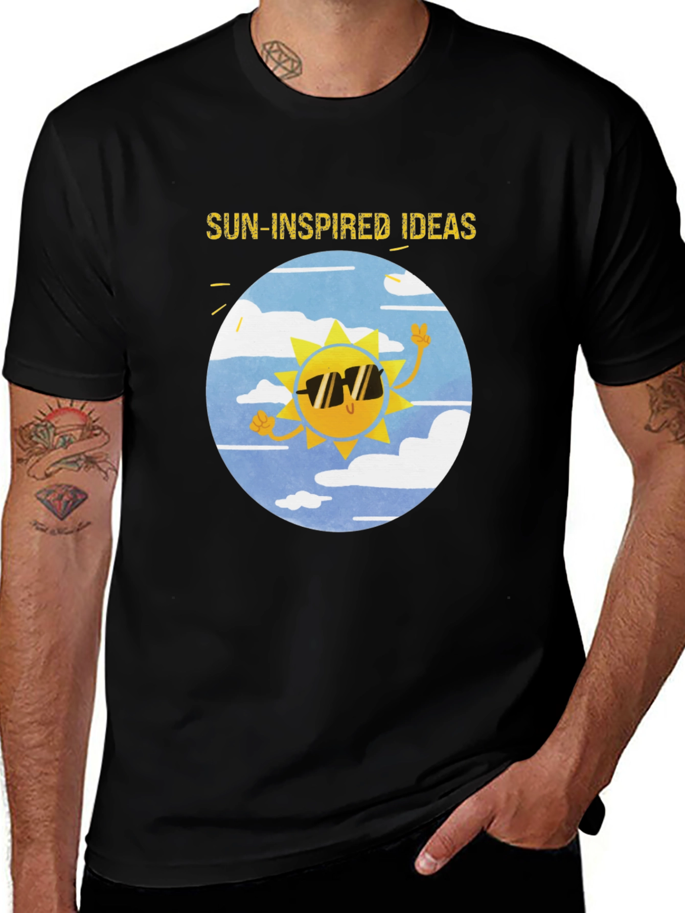 Sun-Inspired Ideas Black Graphic Tee