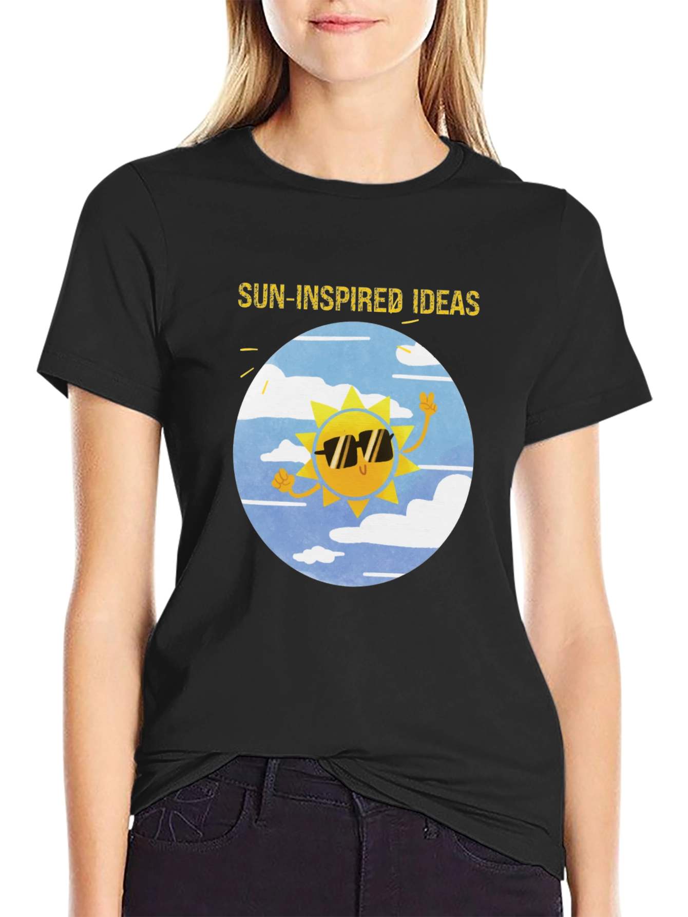 Sun-Inspired Ideas Black Graphic Tee