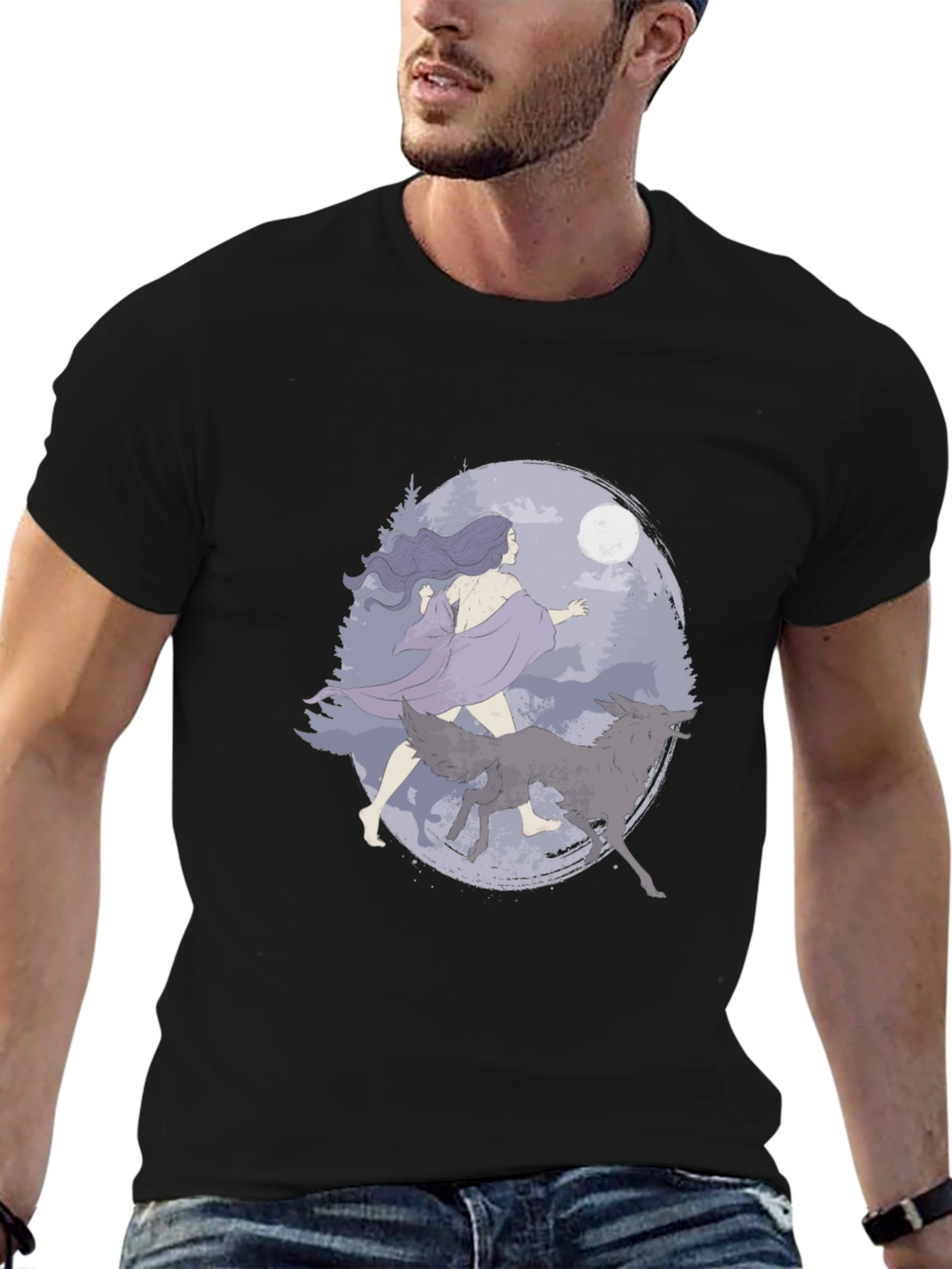 Wolf Moon Graphic Tee - Black