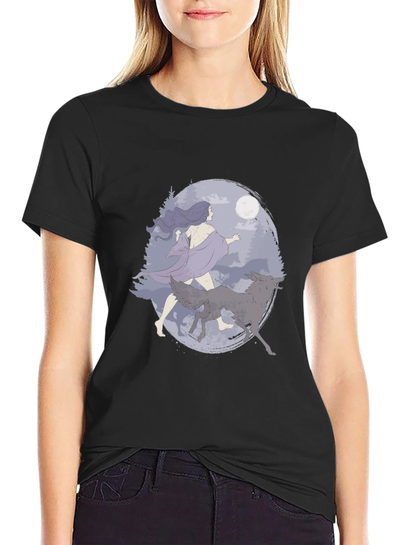 Wolf Moon Graphic Tee - Black