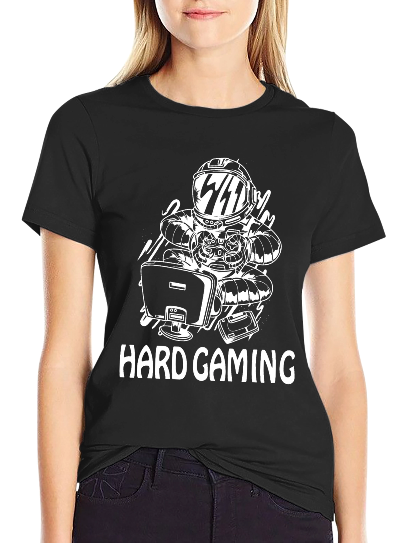 Hard Gaming Astronaut Graphic T-Shirt