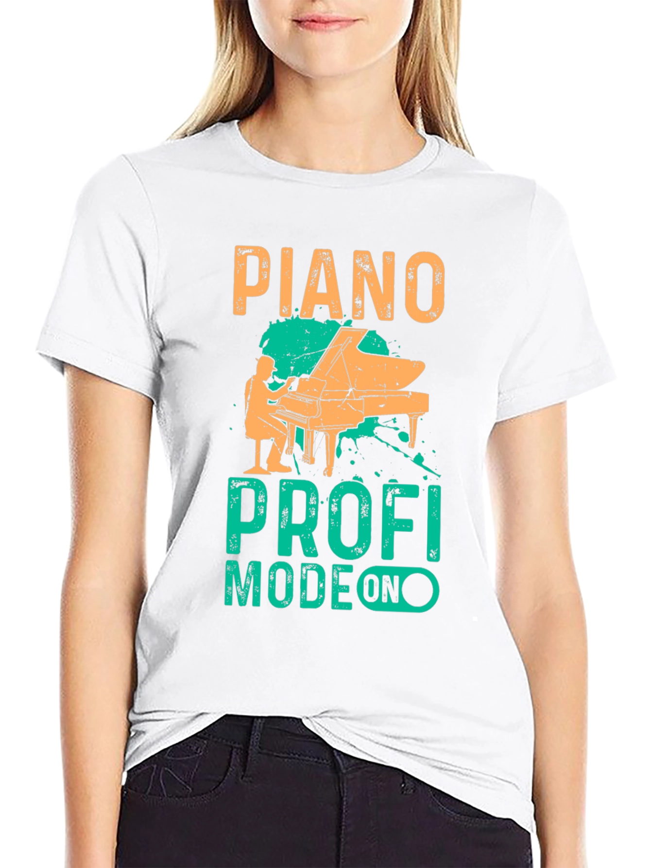 Piano Pro Mode On Black T-Shirt