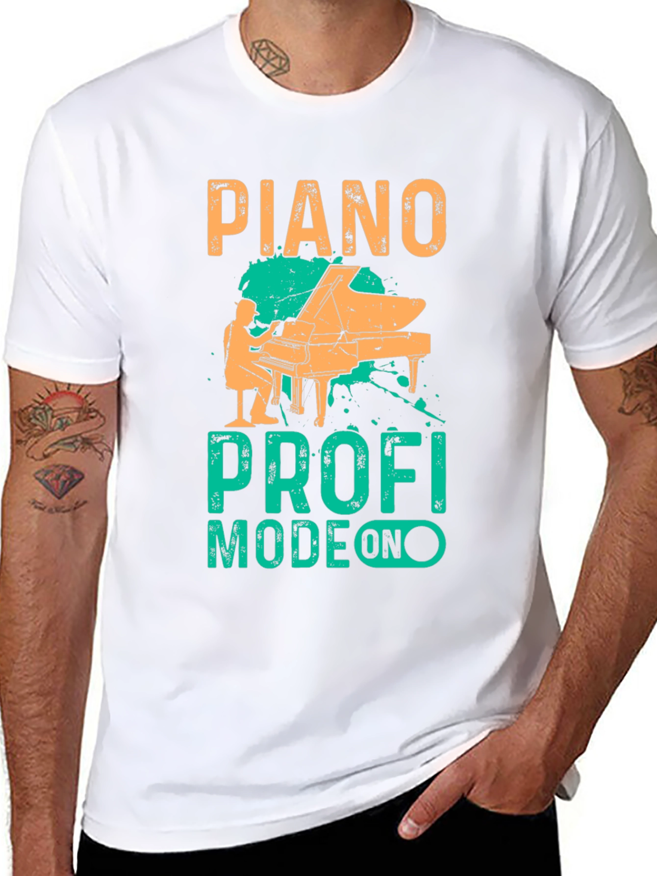 Piano Pro Mode On Black T-Shirt