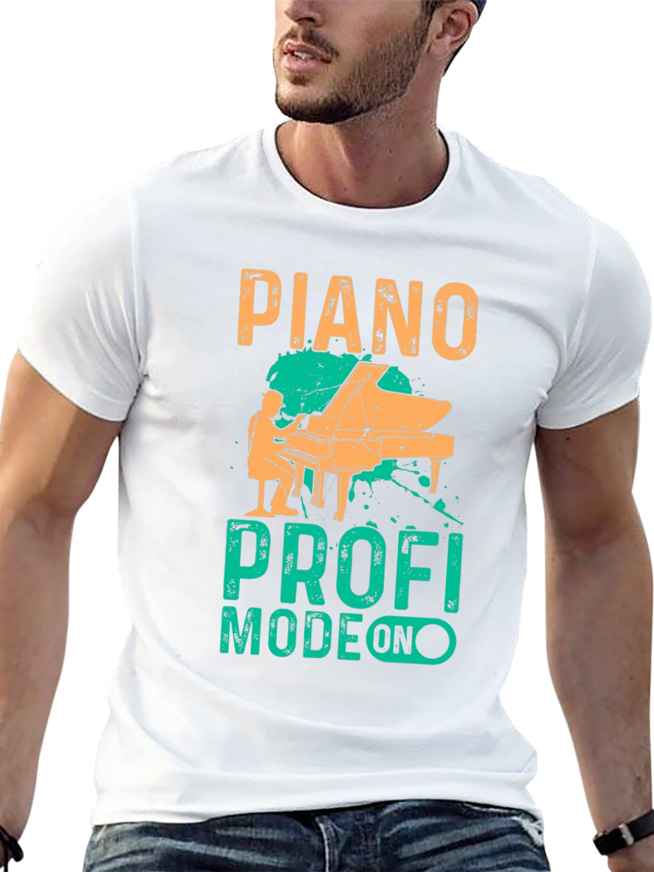 Piano Pro Mode On Black T-Shirt