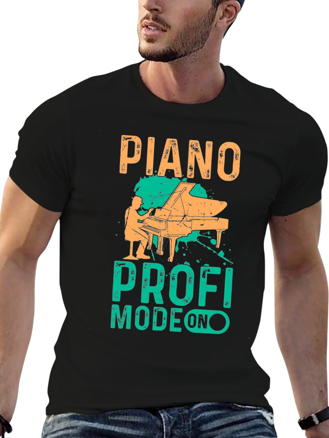 Piano Pro Mode On Black T-Shirt
