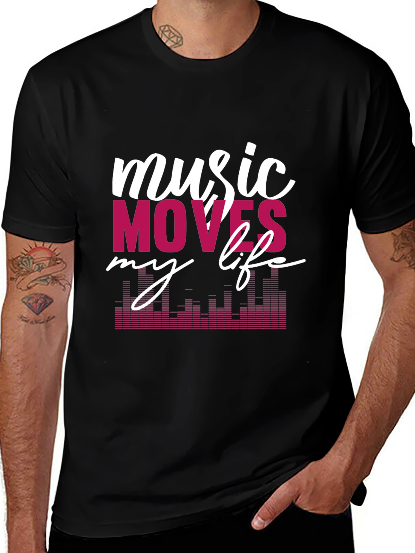 Music Moves My Life Graphic Tee - Black