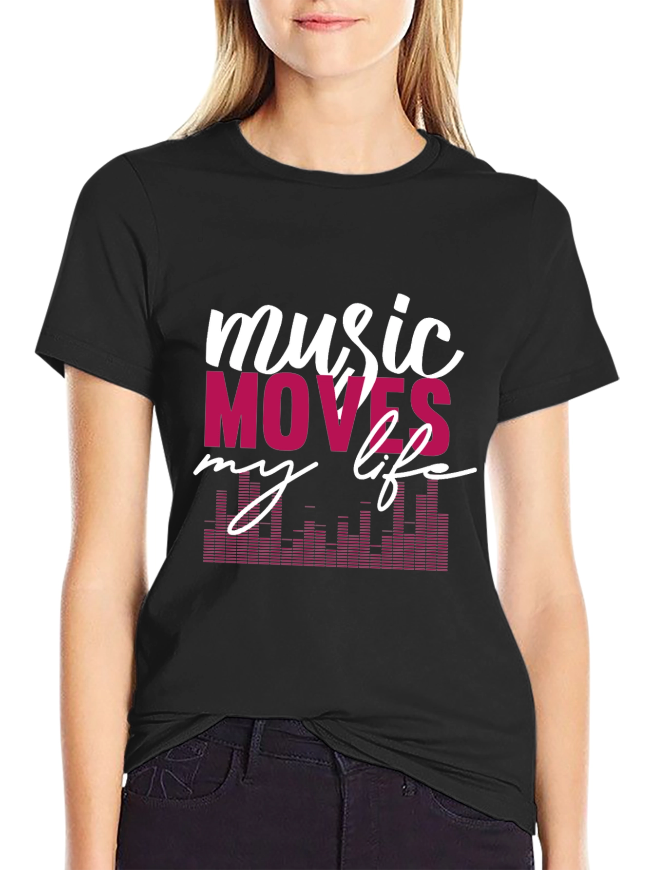 Music Moves My Life Graphic Tee - Black
