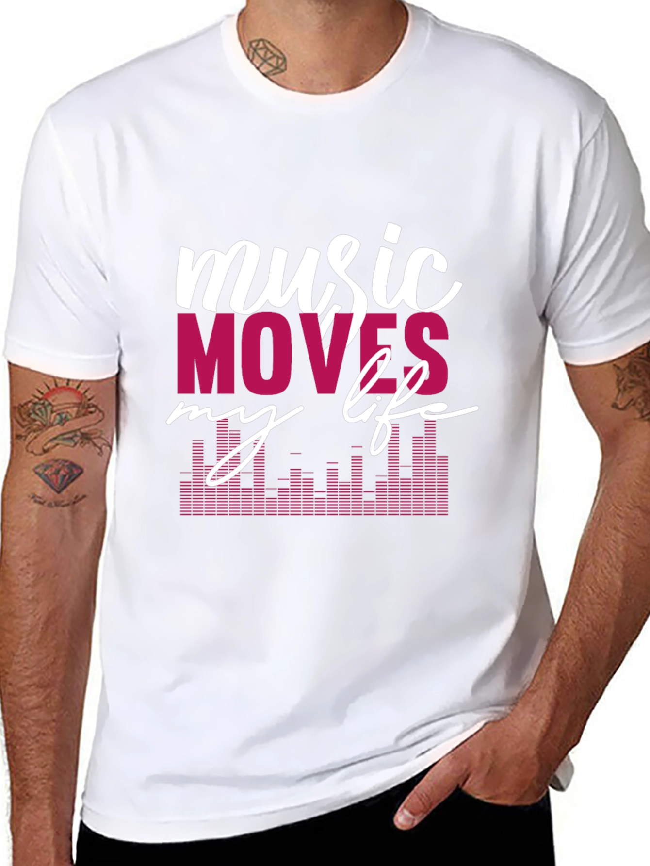 Music Moves My Life Graphic Tee - Black